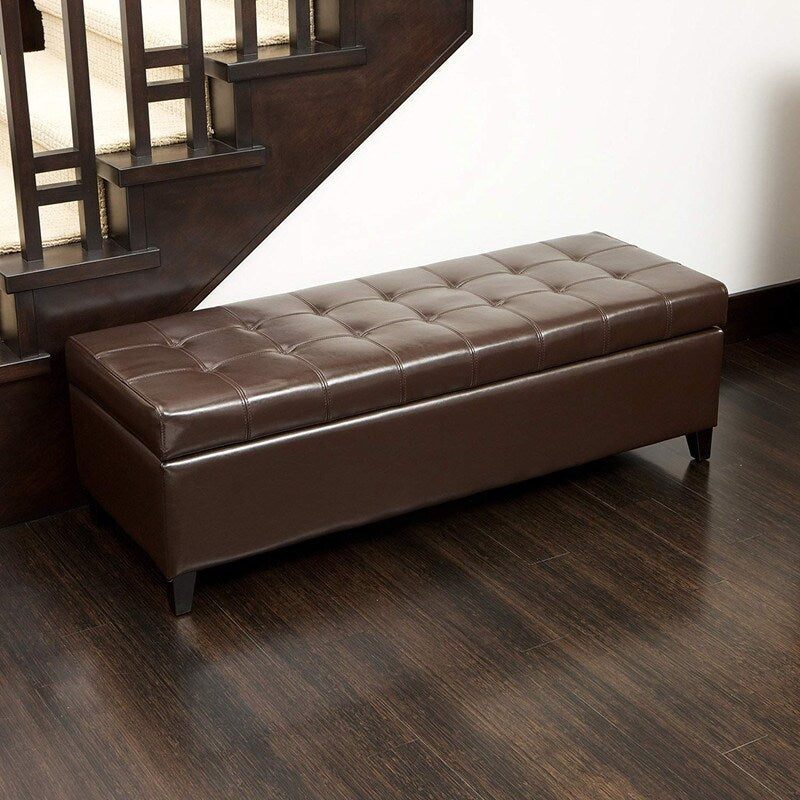 Banc ottoman de rangement en cuir reconstitué Adeco 50