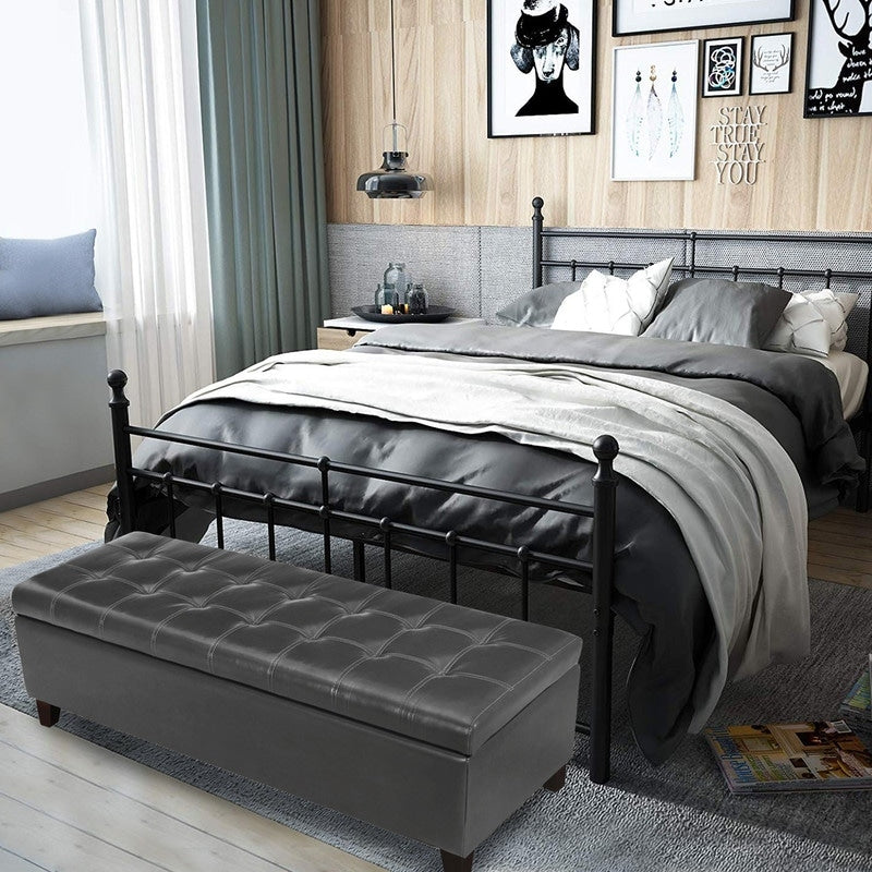 Banc ottoman de rangement en cuir reconstitué Adeco 50