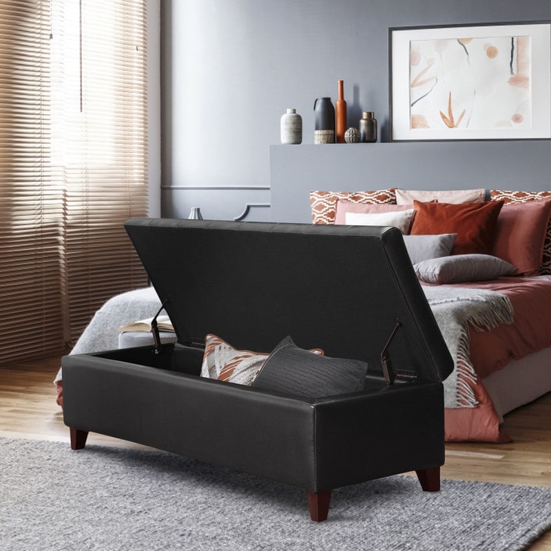 Banc ottoman de rangement en cuir reconstitué Adeco 50
