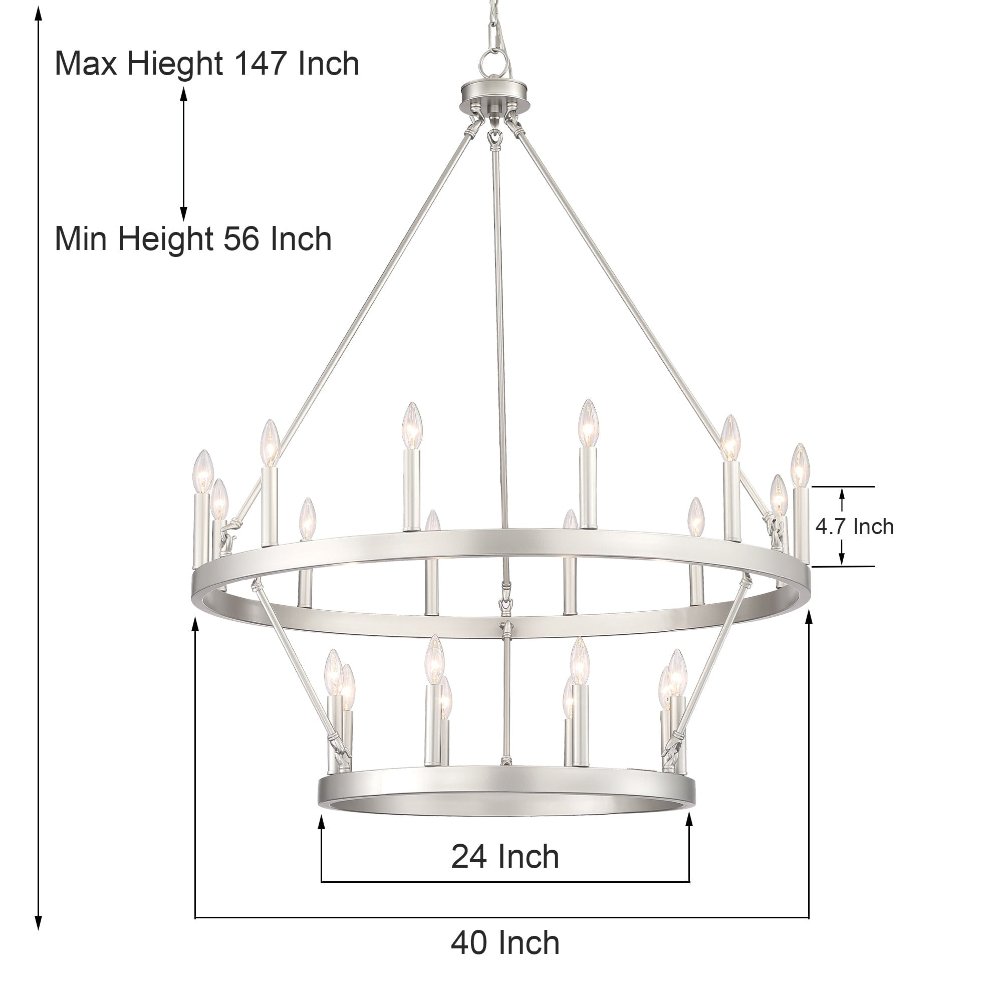 Lustre rond en forme de roue de chariot de style ferme moderne Acroma à 20 lumières de 40 po avec UL
