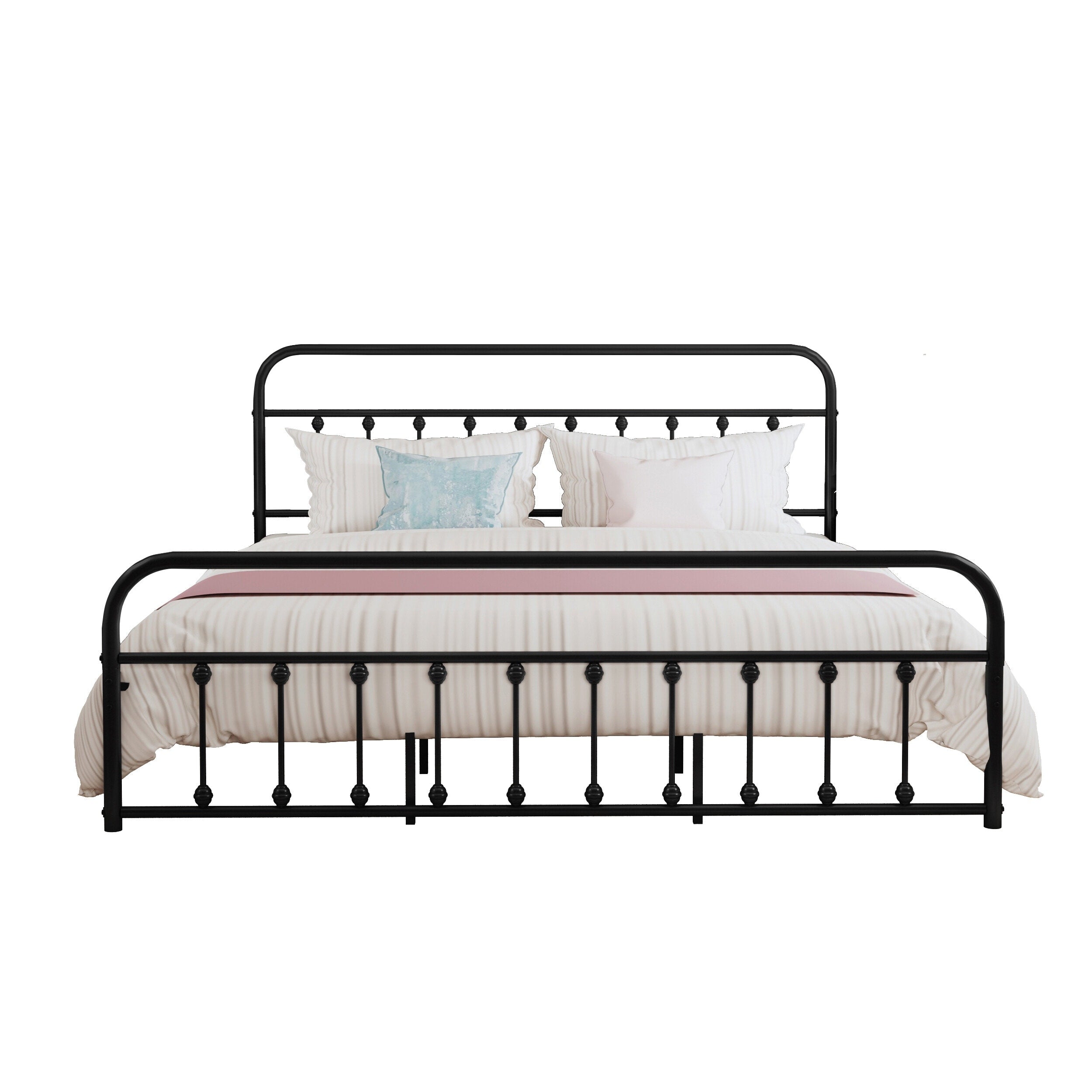 Cadre de lit plateforme en métal vintage simple Alazyhome, montage facile