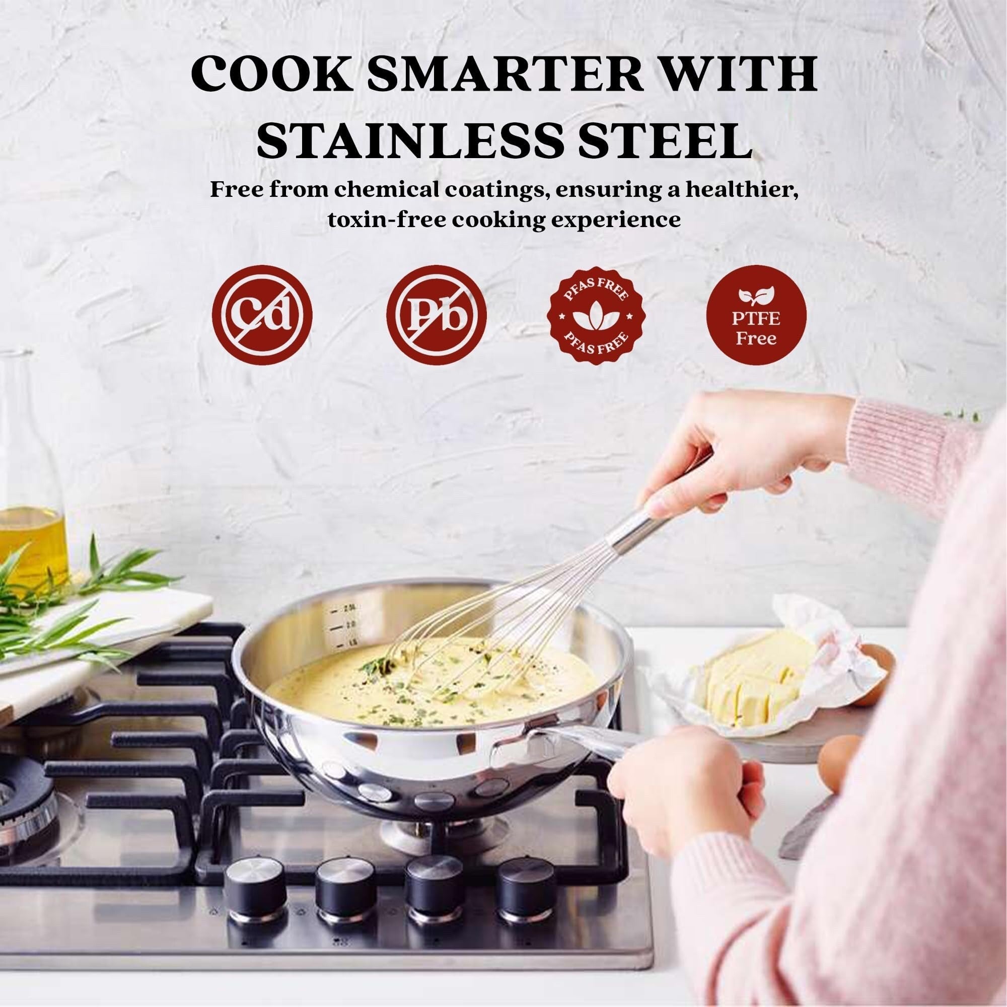 Saucière Alva Maestro en acier inoxydable 5 plis - 1,6 pinte. Non toxique
