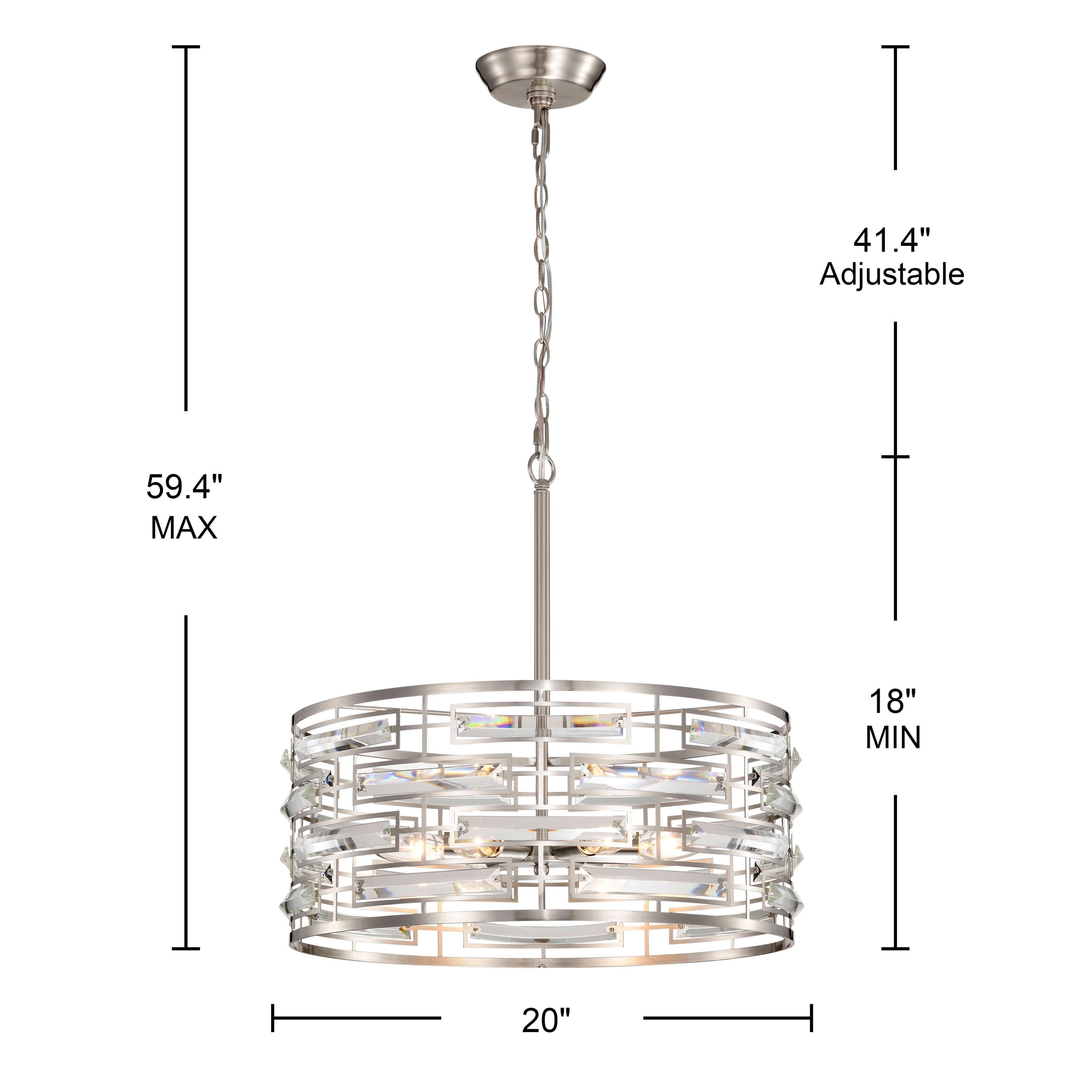 Lustre à abat-jour tambour Anita avec prisme en verre transparent