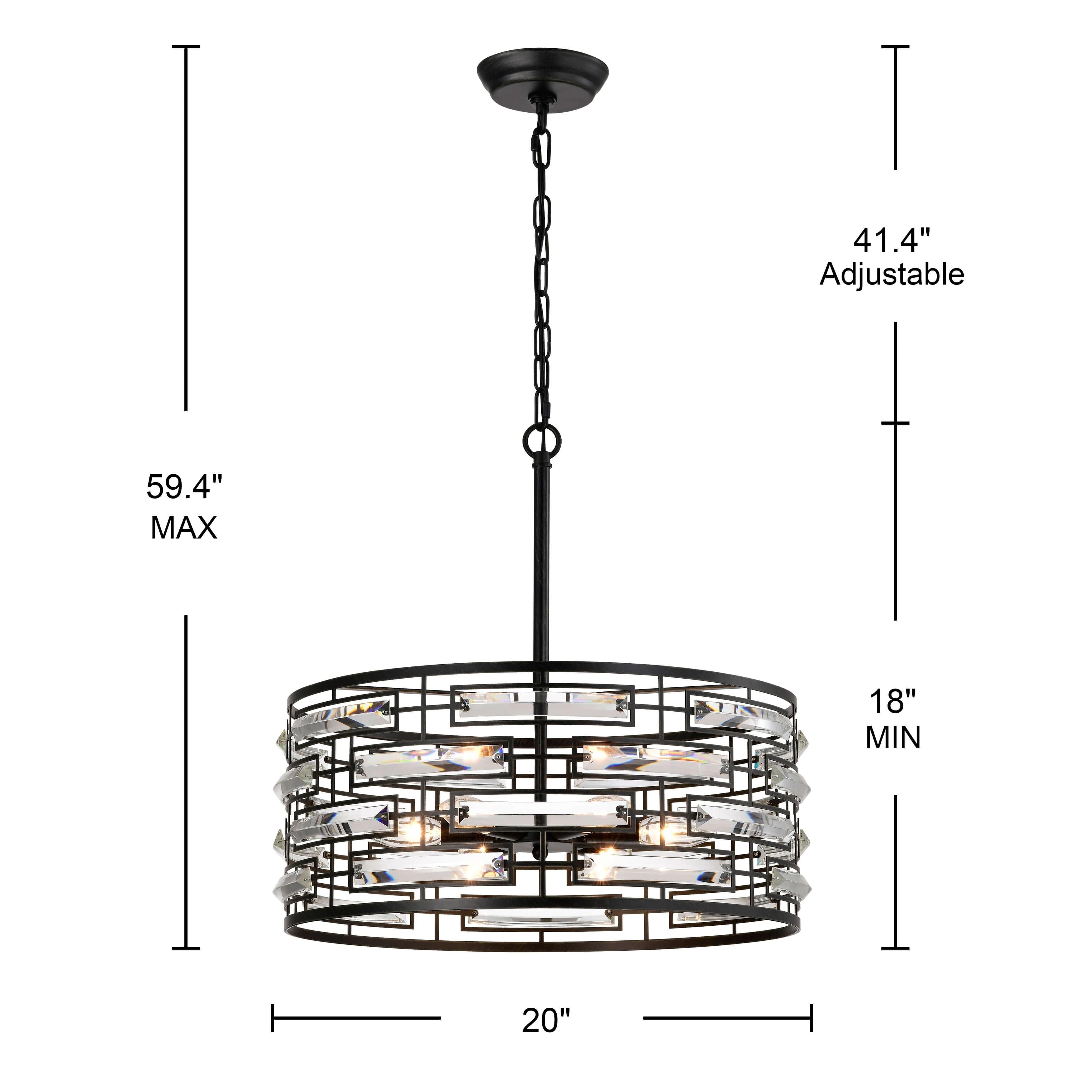 Lustre à abat-jour tambour Anita avec prisme en verre transparent