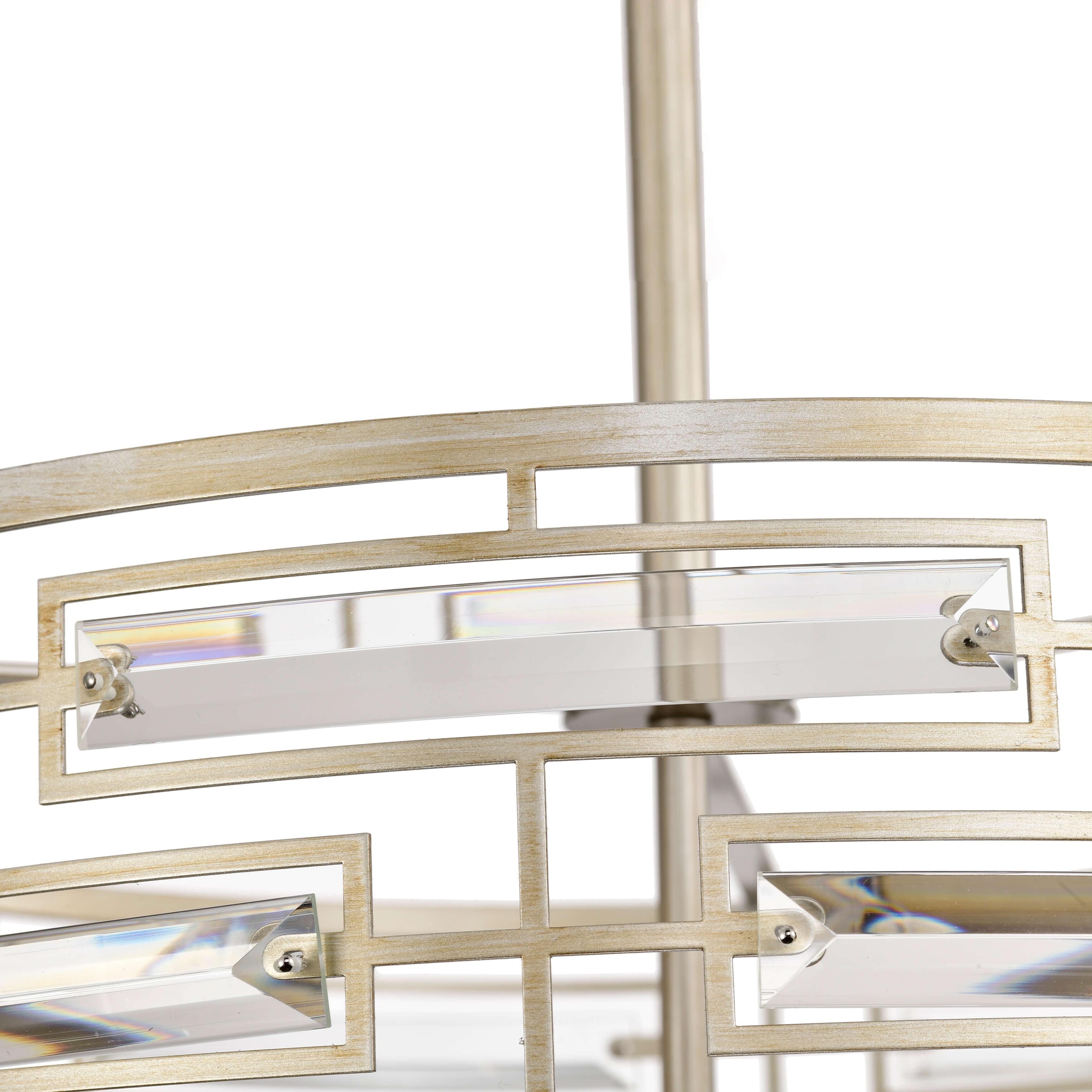 Lustre à abat-jour tambour Anita avec prisme en verre transparent