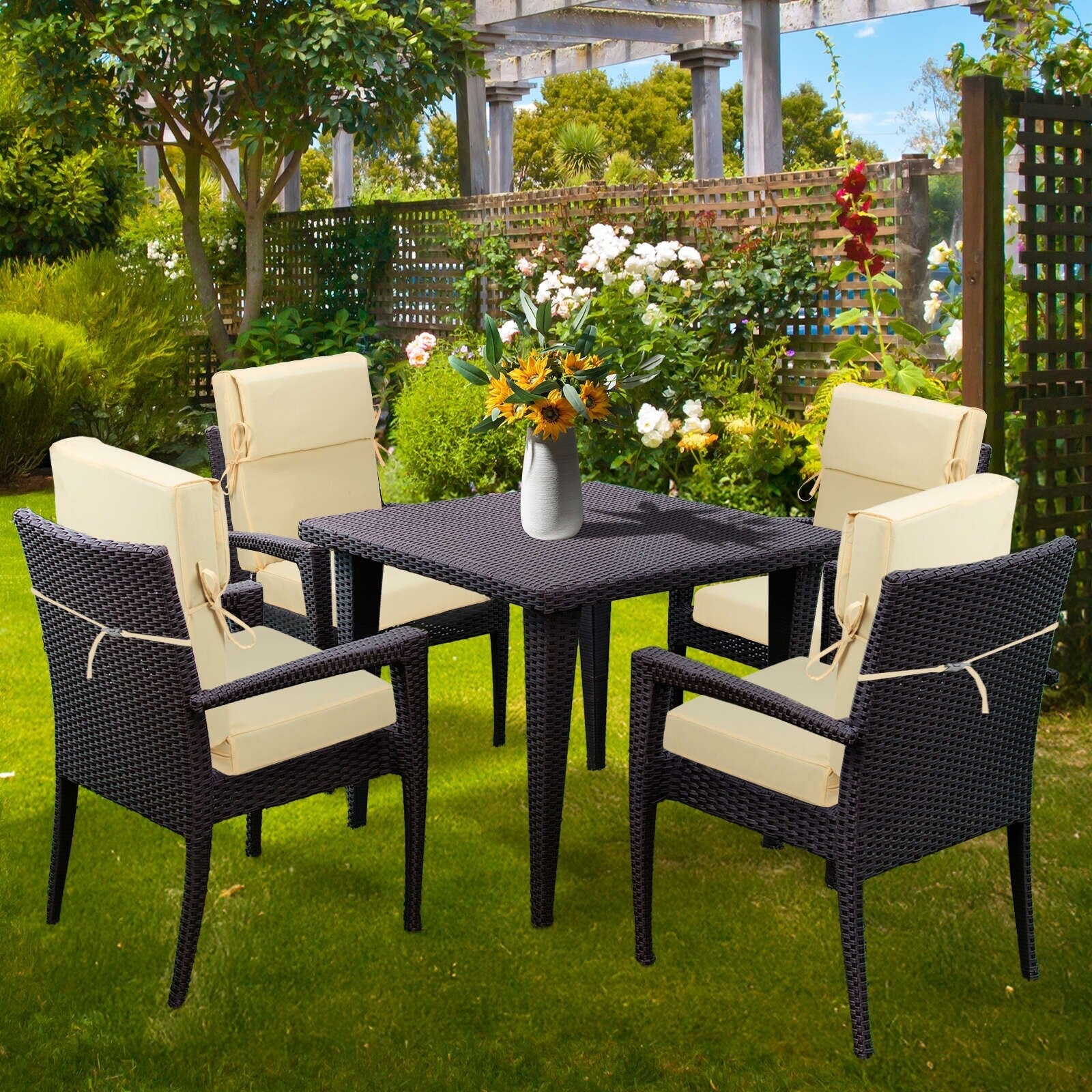 Lot de 4 coussins de chaise à dossier haut Aoodor Patio, 46 x 21 x 4 pouces (coussins uniquement)