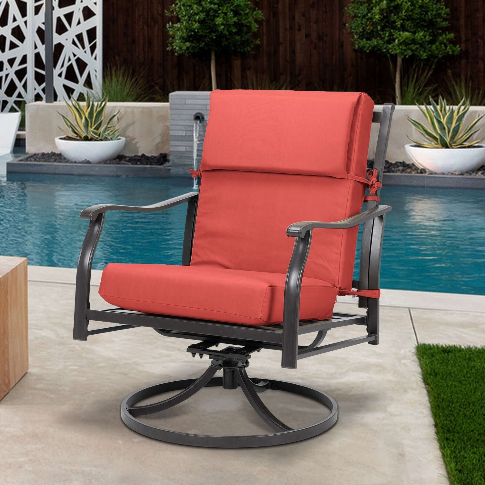 Lot de 4 coussins de chaise à dossier haut Aoodor Patio, 46 x 21 x 4 pouces (coussins uniquement)
