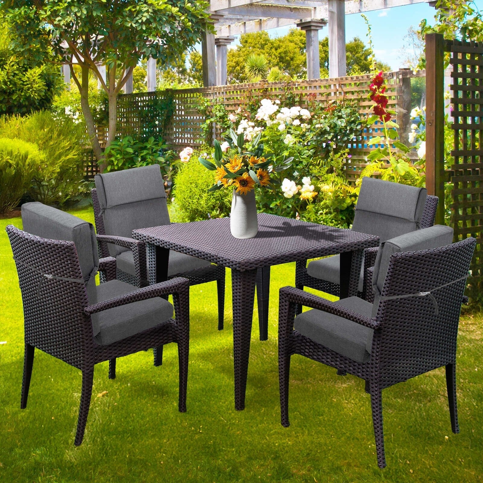 Lot de 4 coussins de chaise à dossier haut Aoodor Patio, 46 x 21 x 4 pouces (coussins uniquement)