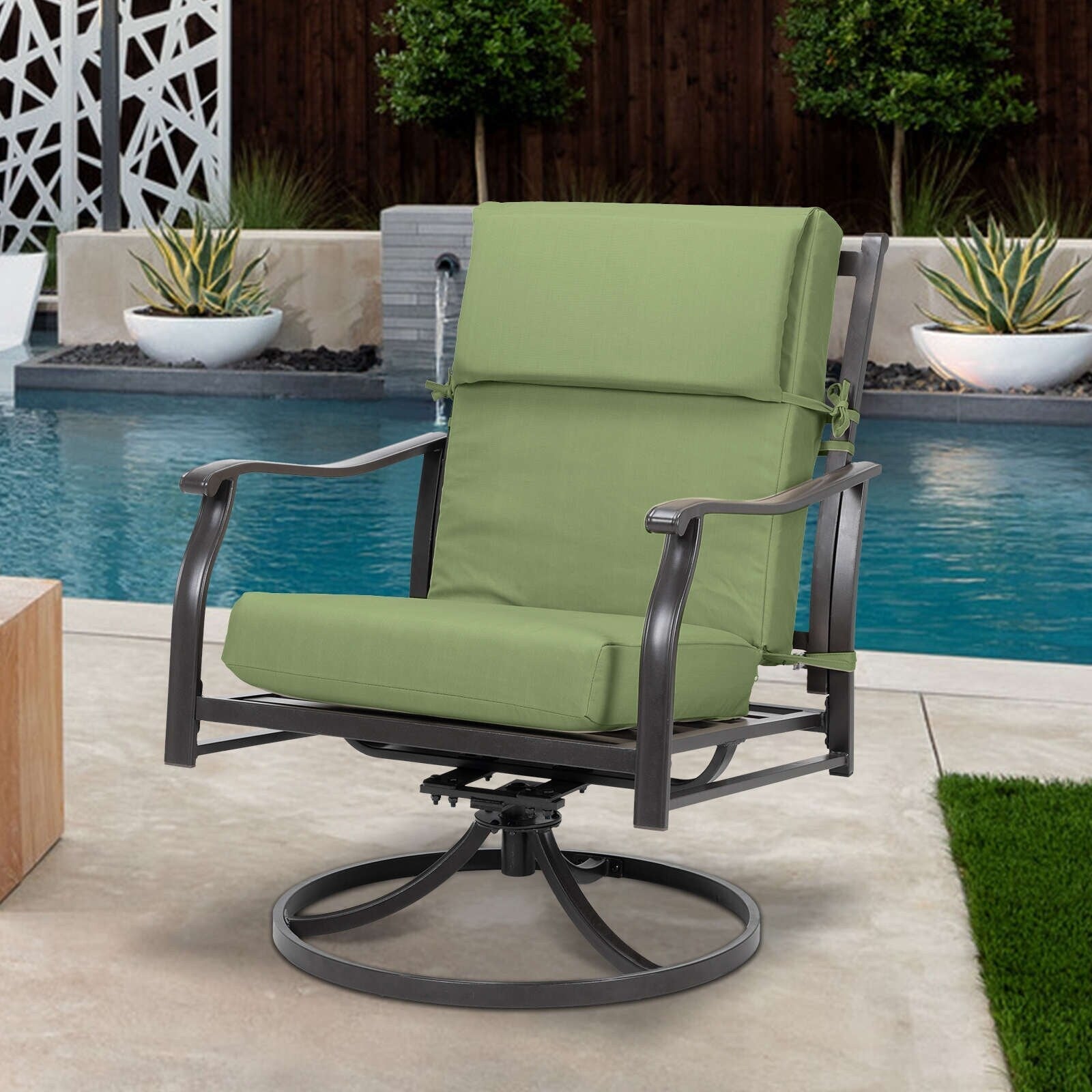 Lot de 4 coussins de chaise à dossier haut Aoodor Patio, 46 x 21 x 4 pouces (coussins uniquement)