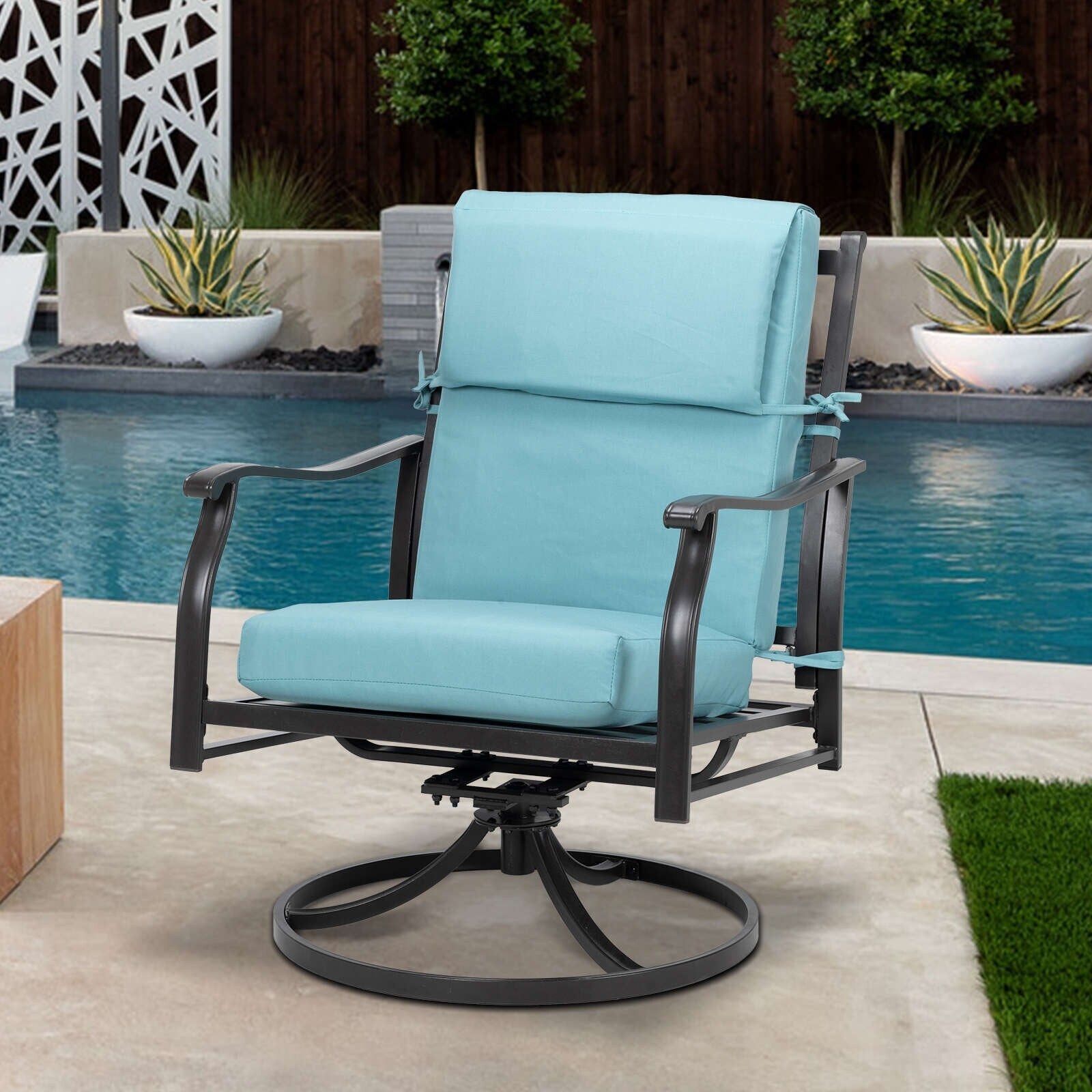 Lot de 4 coussins de chaise à dossier haut Aoodor Patio, 46 x 21 x 4 pouces (coussins uniquement)