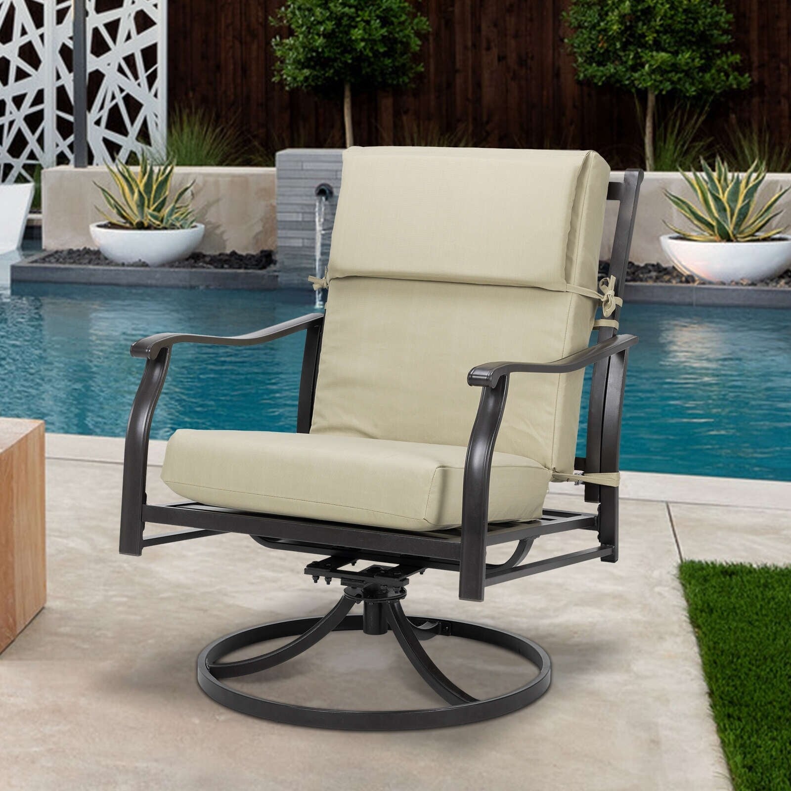 Lot de 4 coussins de chaise à dossier haut Aoodor Patio, 46 x 21 x 4 pouces (coussins uniquement)