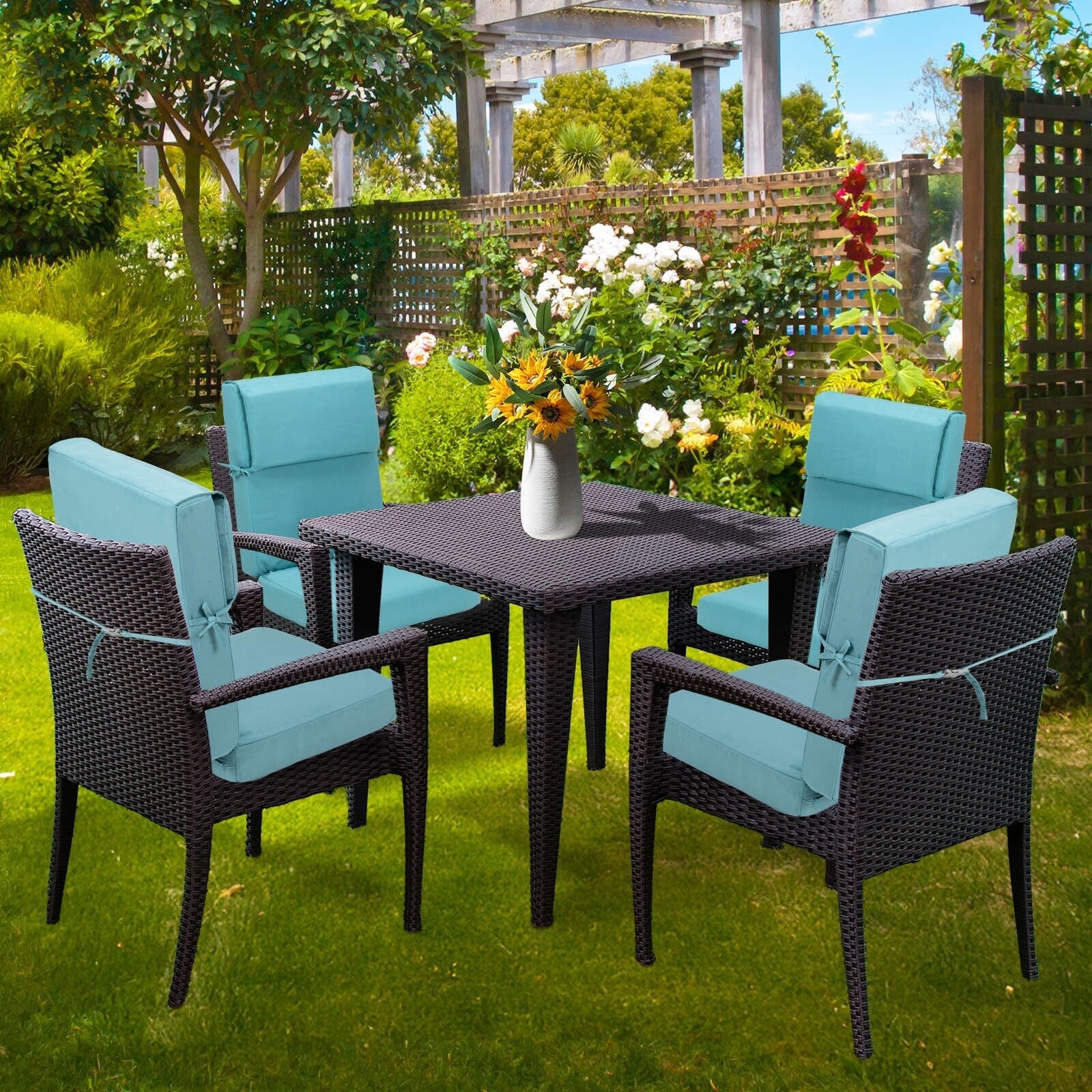 Lot de 4 coussins de chaise à dossier haut Aoodor Patio, 46 x 21 x 4 pouces (coussins uniquement)