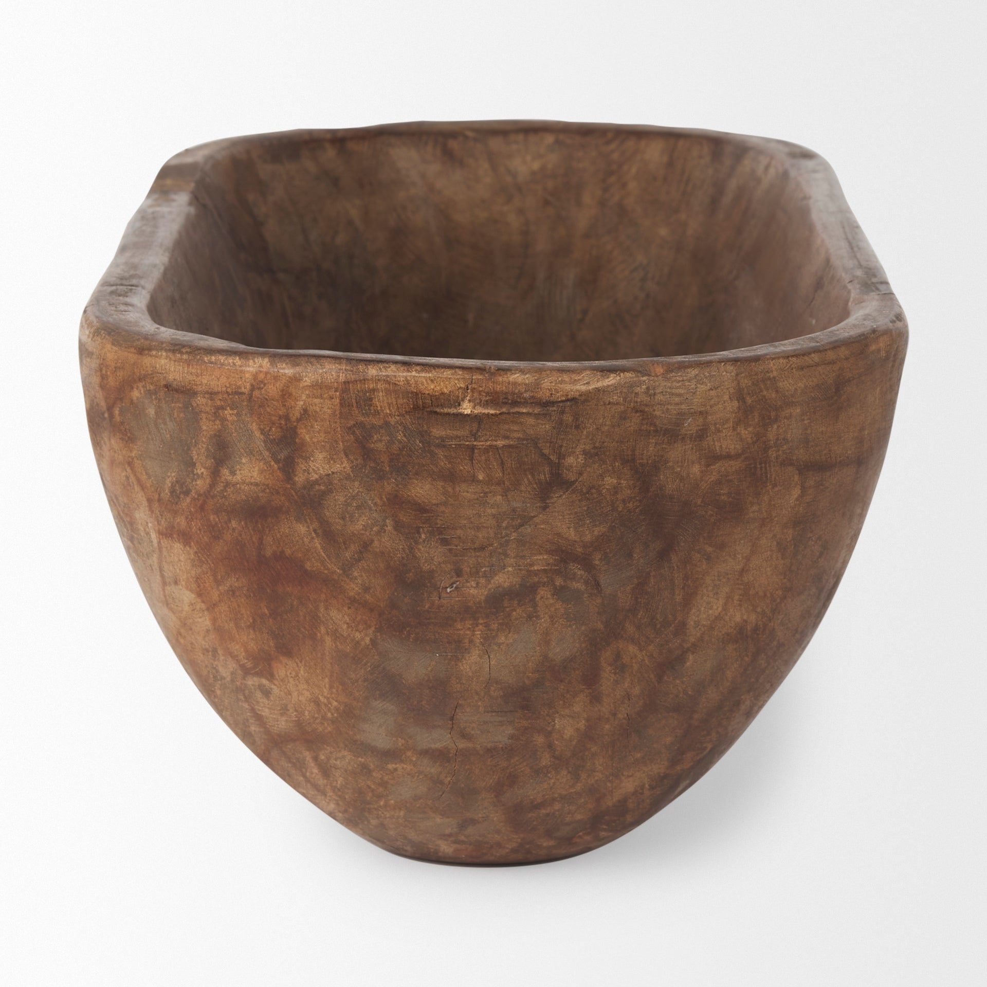Bol oblong extra large Athena en bois récupéré noir-brun - 26,0 L x 10,0 l x 7,0 H