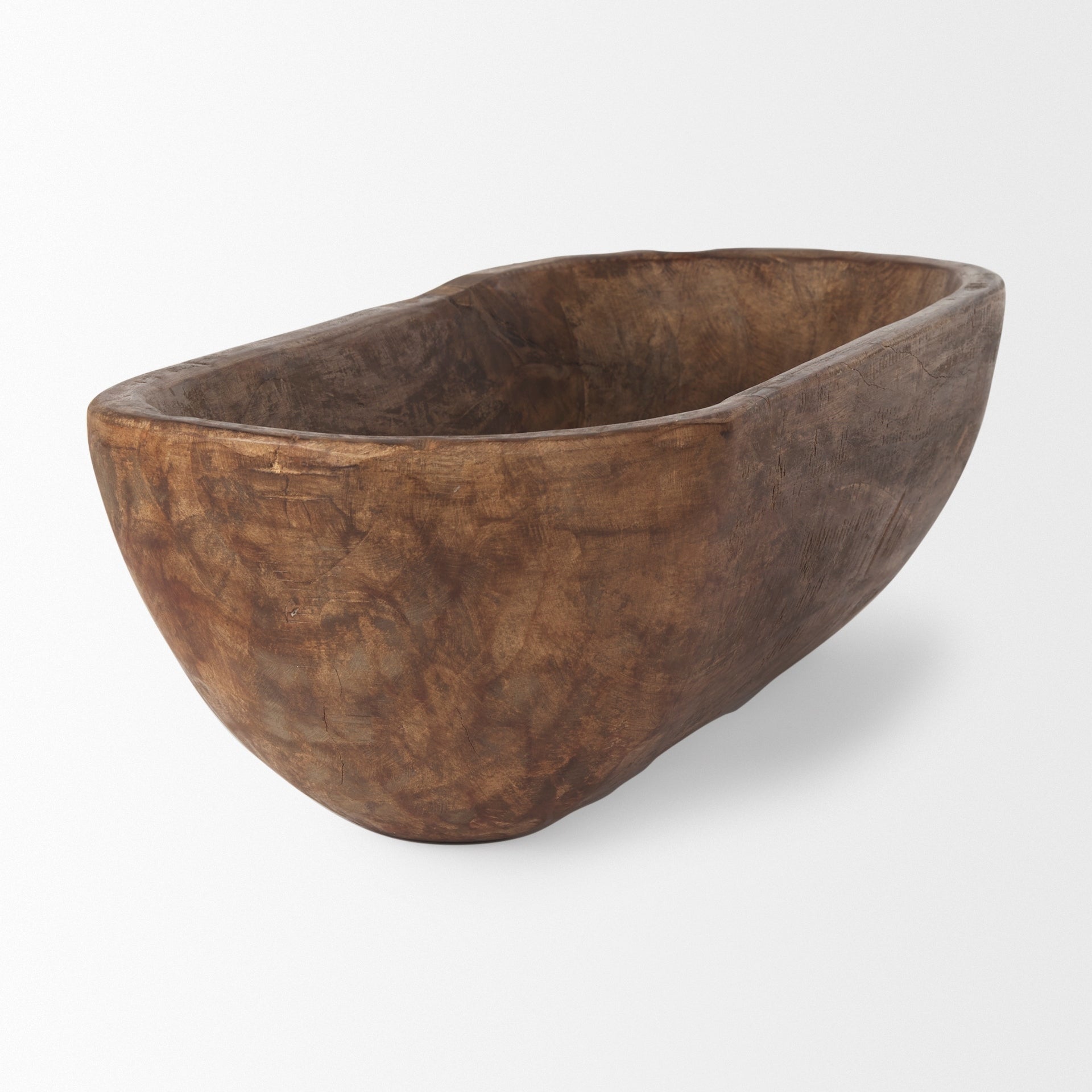 Bol oblong extra large Athena en bois récupéré noir-brun - 26,0 L x 10,0 l x 7,0 H