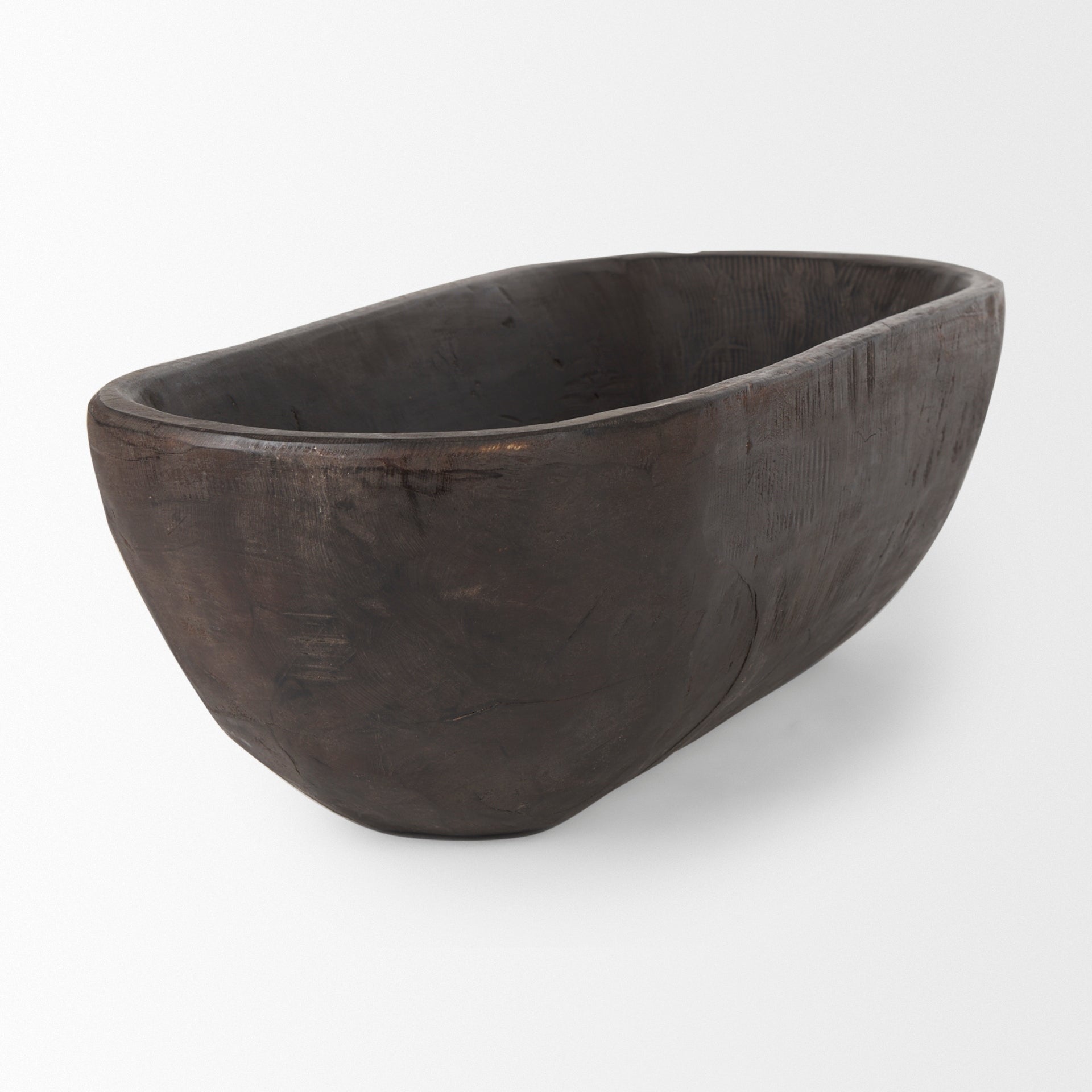 Bol oblong extra large Athena en bois récupéré noir-brun - 26,0 L x 10,0 l x 7,0 H