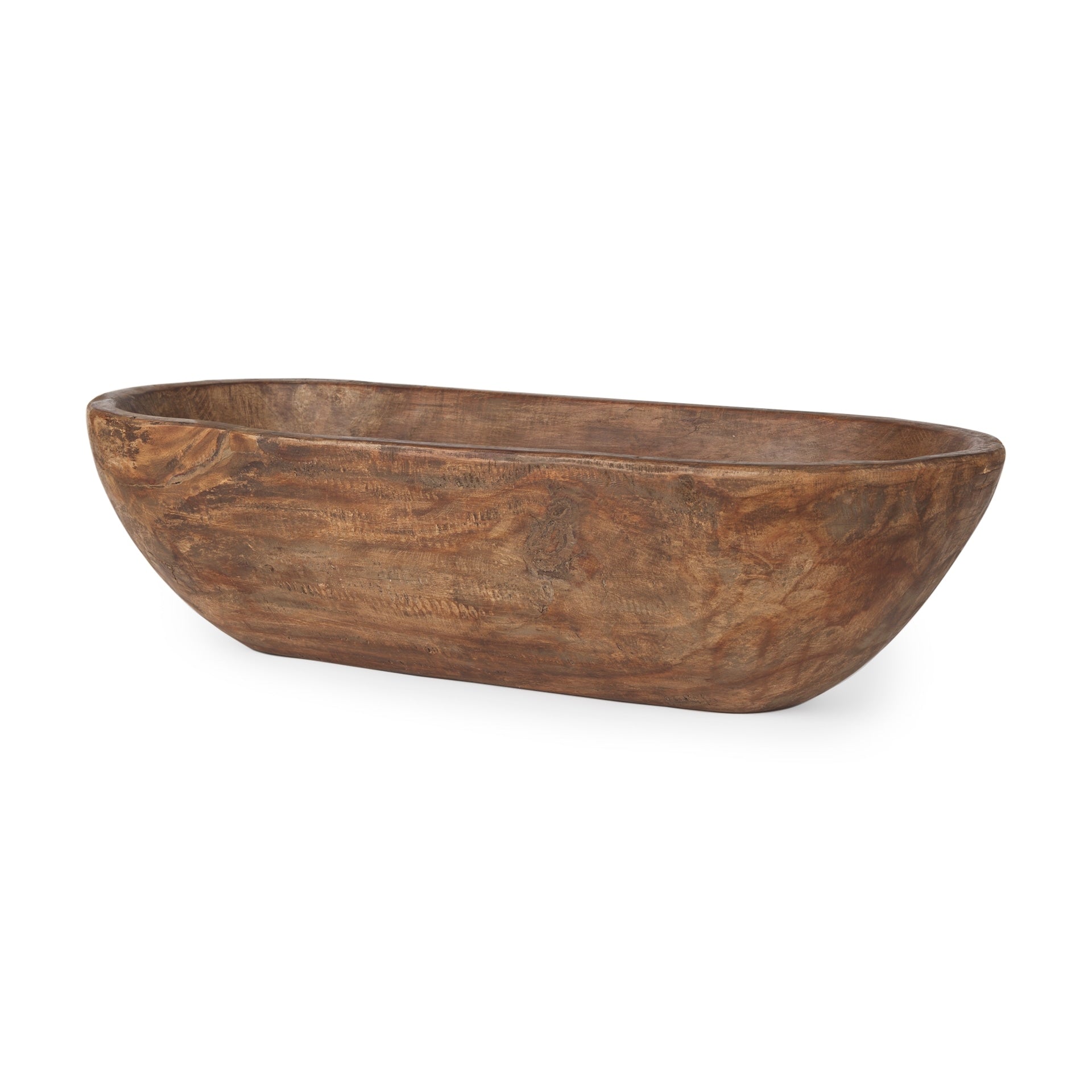 Bol oblong extra large Athena en bois récupéré noir-brun - 26,0 L x 10,0 l x 7,0 H