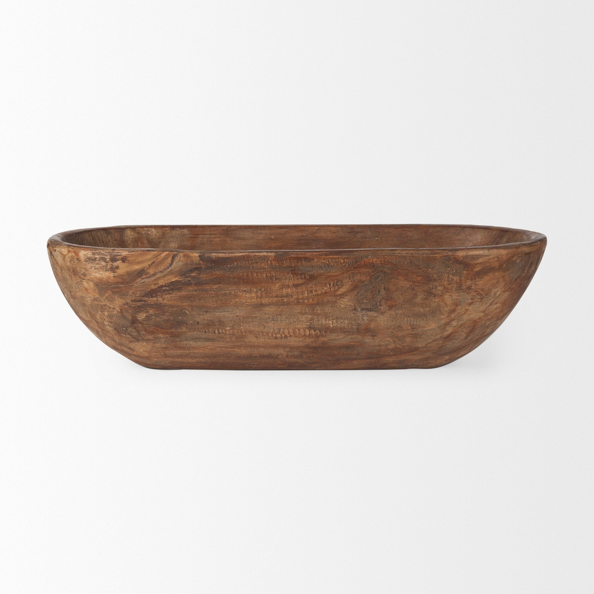 Bol oblong extra large Athena en bois récupéré noir-brun - 26,0 L x 10,0 l x 7,0 H