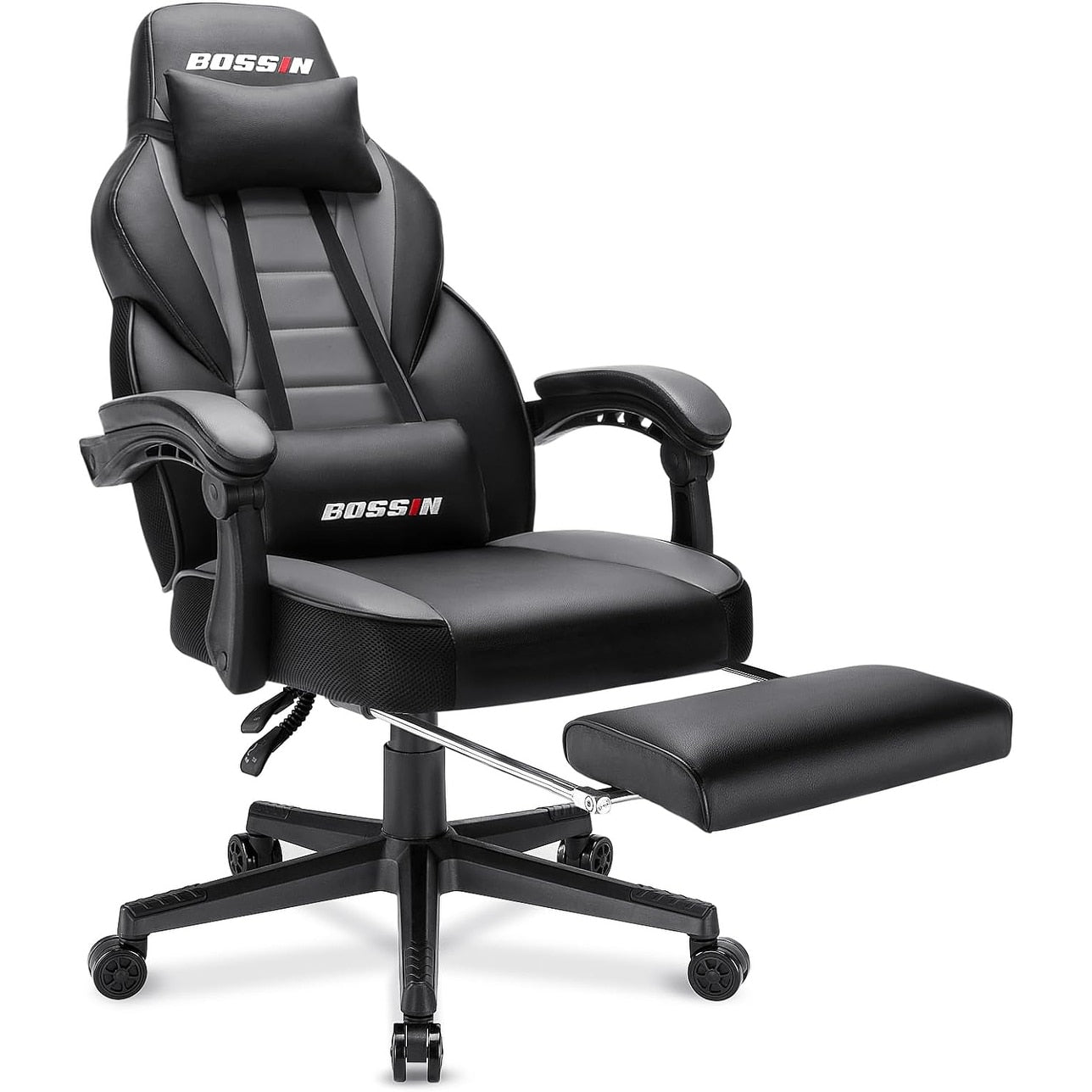 Chaise de jeu de style course BOSSIN, chaise de jeu grande et grande de 300 lb, chaise d'ordinateur à dossier haut
