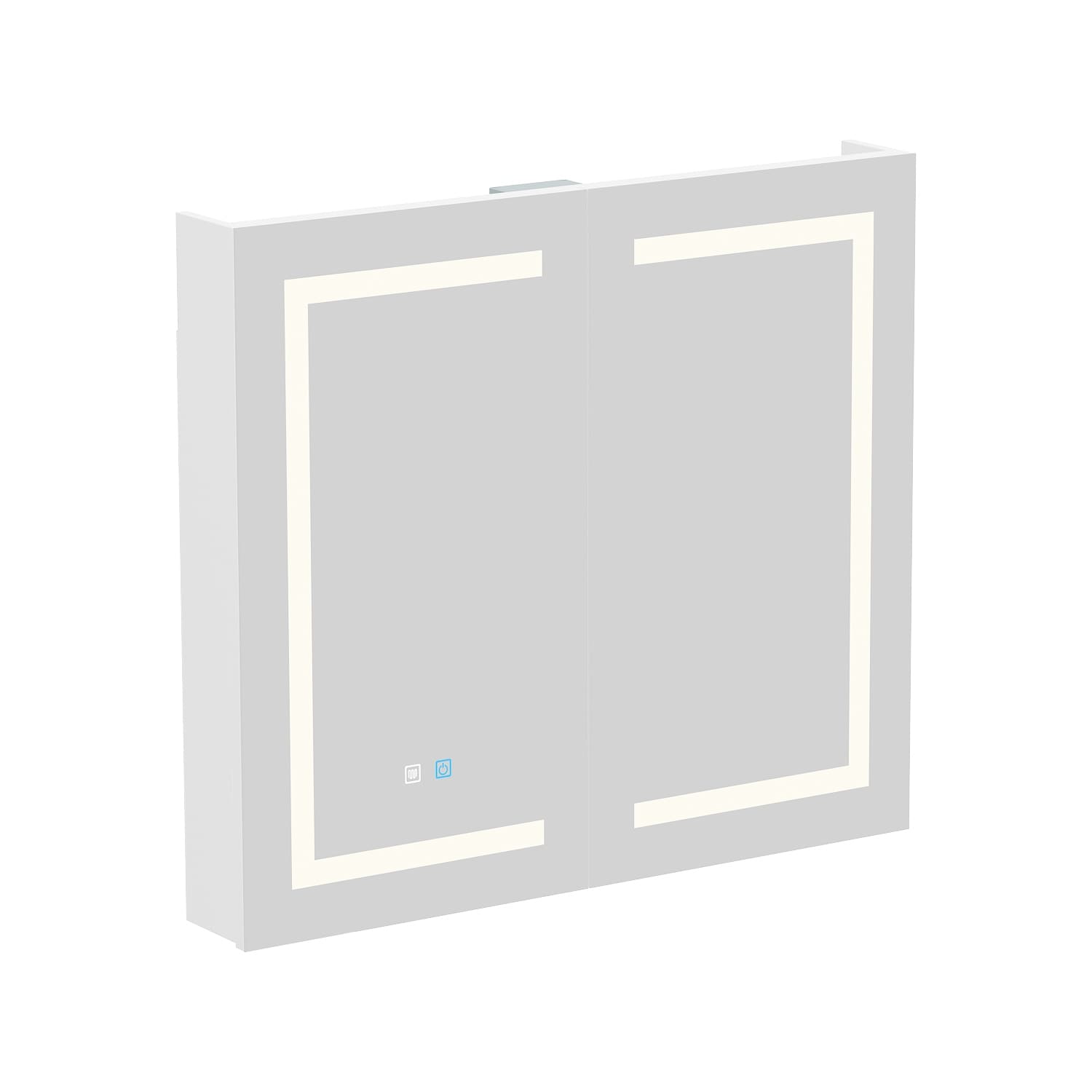 Armoire à pharmacie de salle de bain avec miroir LED antibuée 6 000 K, armoire murale blanche