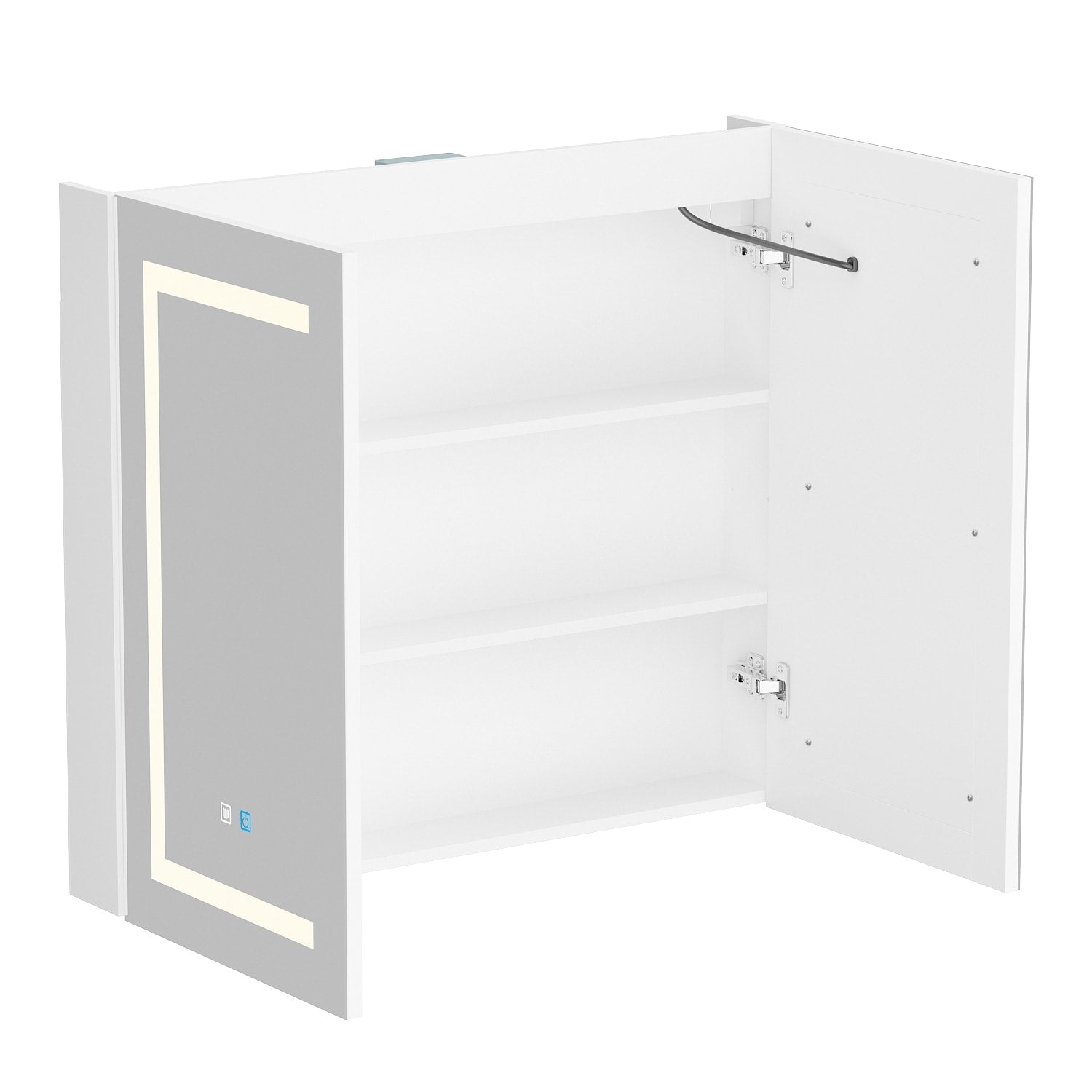 Armoire à pharmacie de salle de bain avec miroir LED antibuée 6 000 K, armoire murale blanche