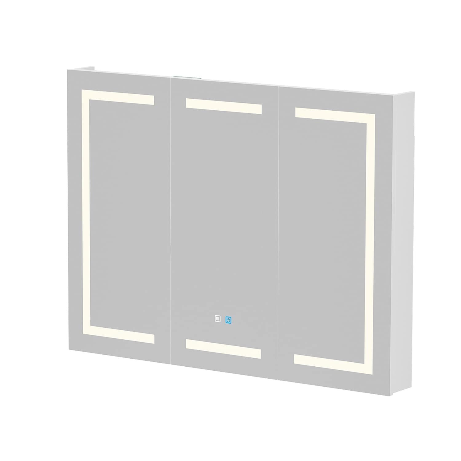 Armoire à pharmacie de salle de bain avec miroir LED antibuée 6 000 K, armoire murale blanche