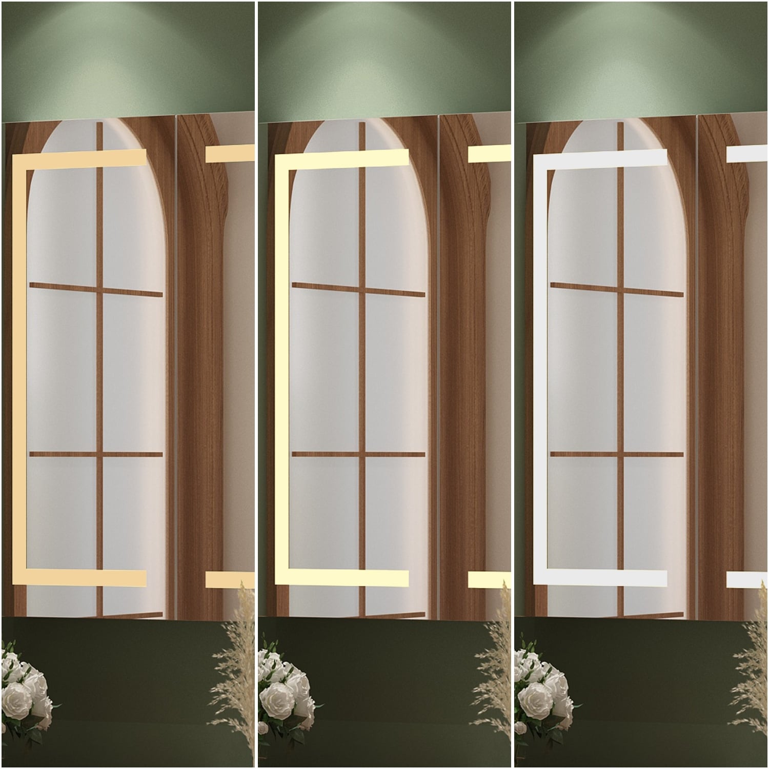 Armoire à pharmacie de salle de bain avec miroir LED antibuée 6 000 K, armoire murale blanche