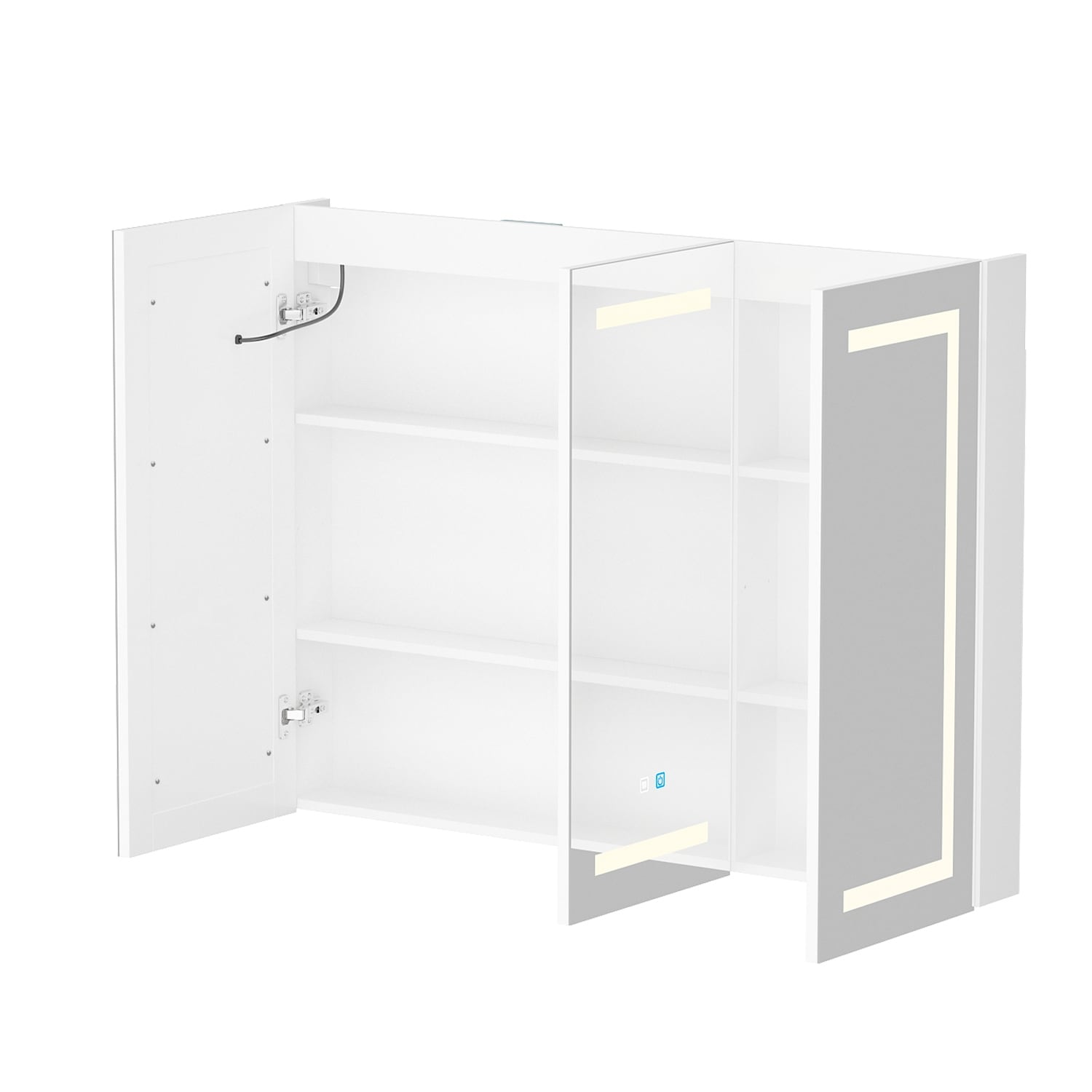Armoire à pharmacie de salle de bain avec miroir LED antibuée 6 000 K, armoire murale blanche
