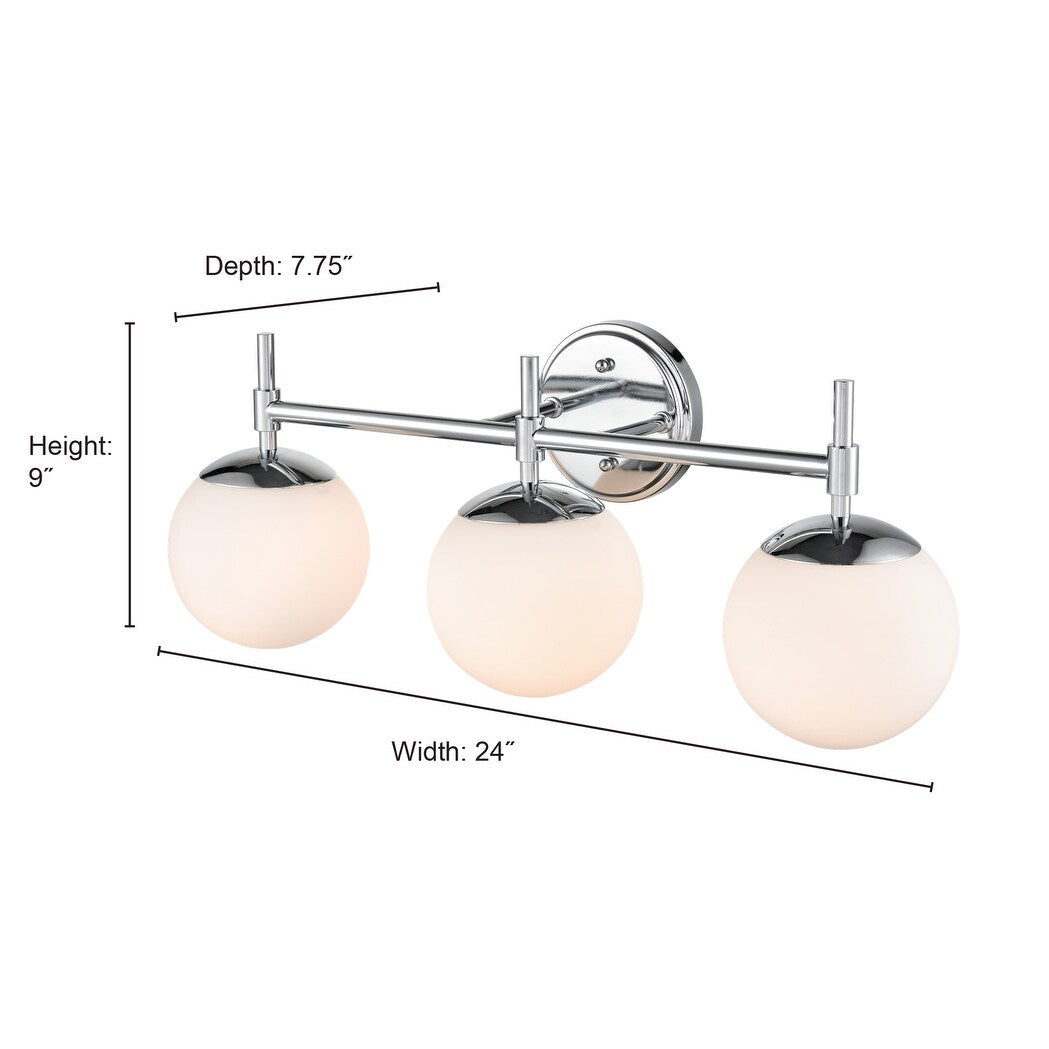 Luminaire de salle de bain à 3 lampes 929 Lighting, disponible en plusieurs finitions et avec abat-jour en verre opale.