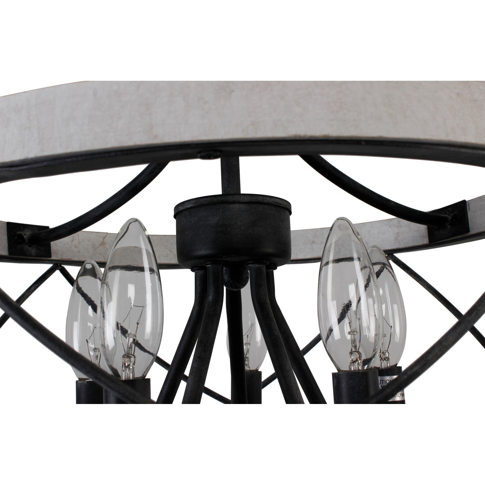 Lustre cage rustique en bois Bella Depot à 5 lumières, éclairage à intensité variable, suspension réglable de 15,7 pouces pour îlot de cuisine