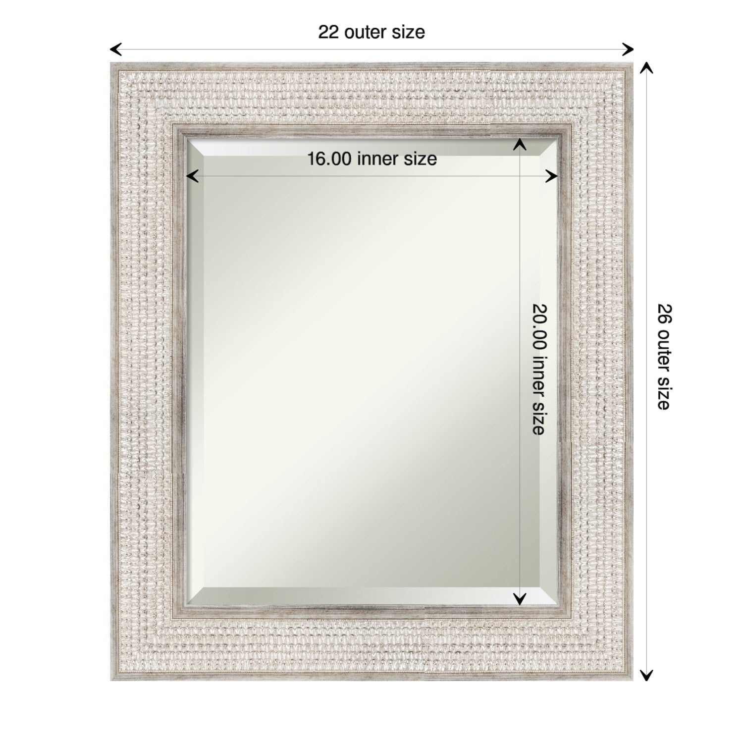 Miroir mural de salle de bain en bois biseauté - Cadre argenté Treillis - Argent Treillis