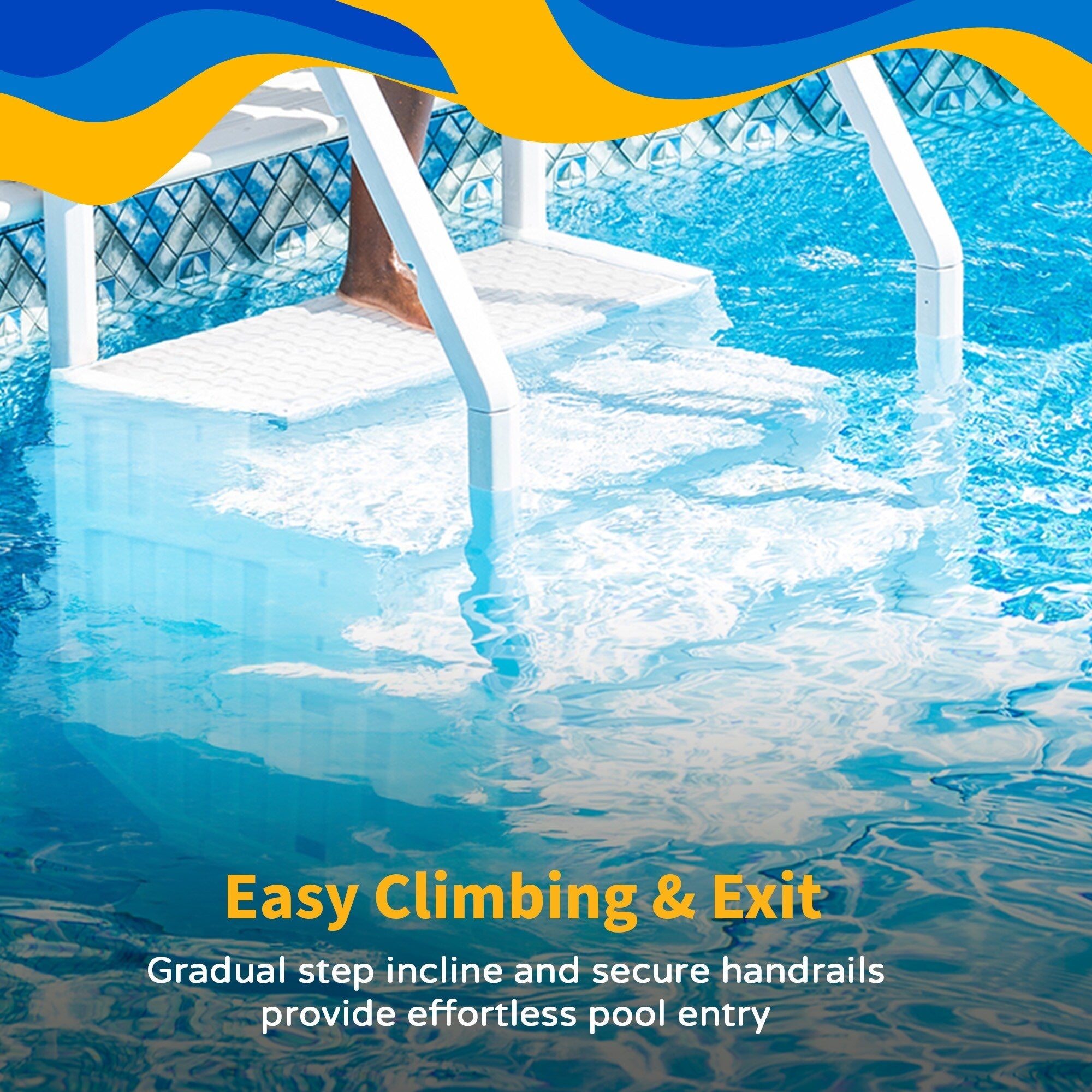 Escabeau de piscine Blue Wave Easy avec échelle extérieure pour piscines hors sol – 82,5 cm (l) x 142 cm (P) x 206 cm (H)