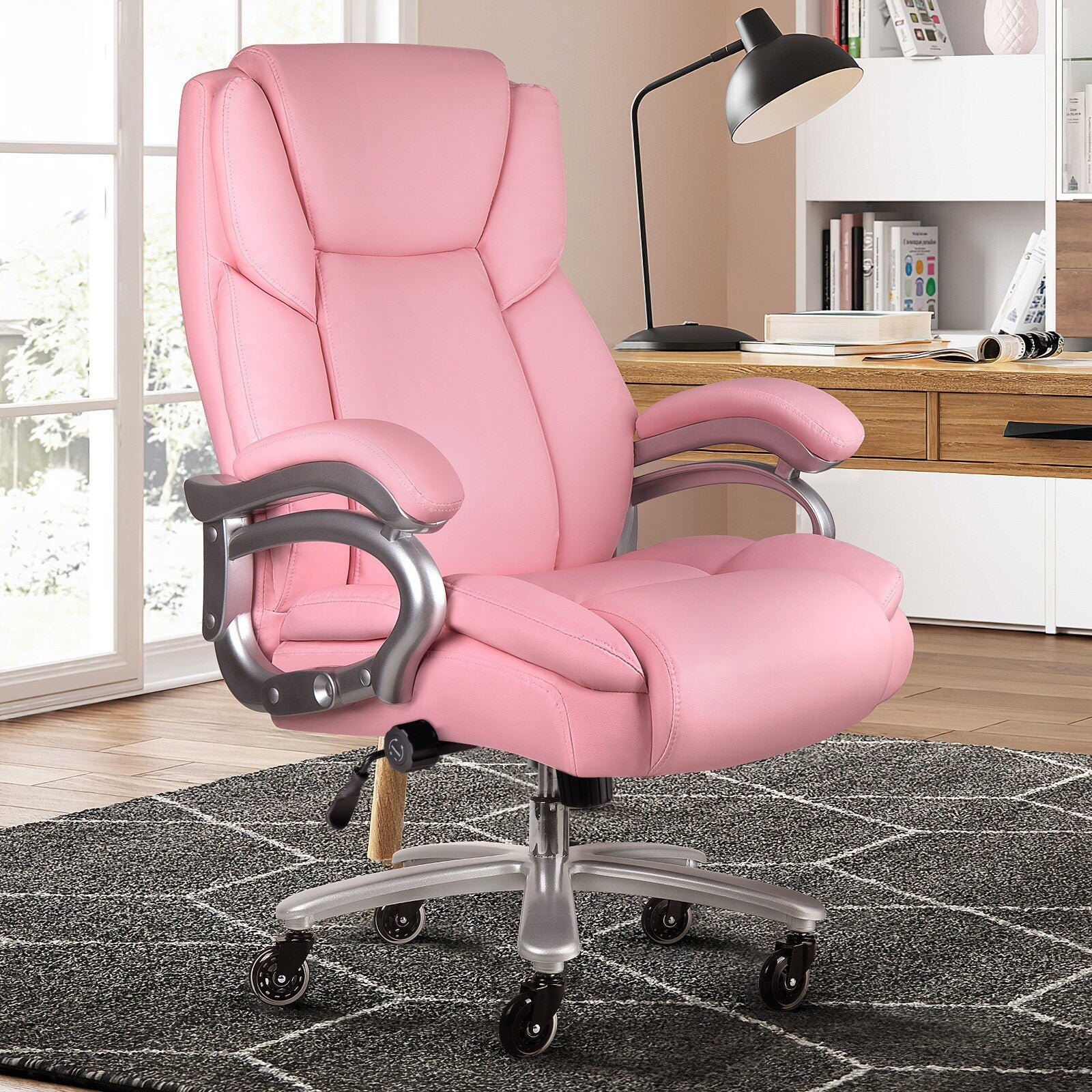 Chaise de bureau exécutive Bossin Big and Tall, chaise ergonomique à support lombaire réglable de 500 lb avec dossier haut en cuir PU pour ordinateur