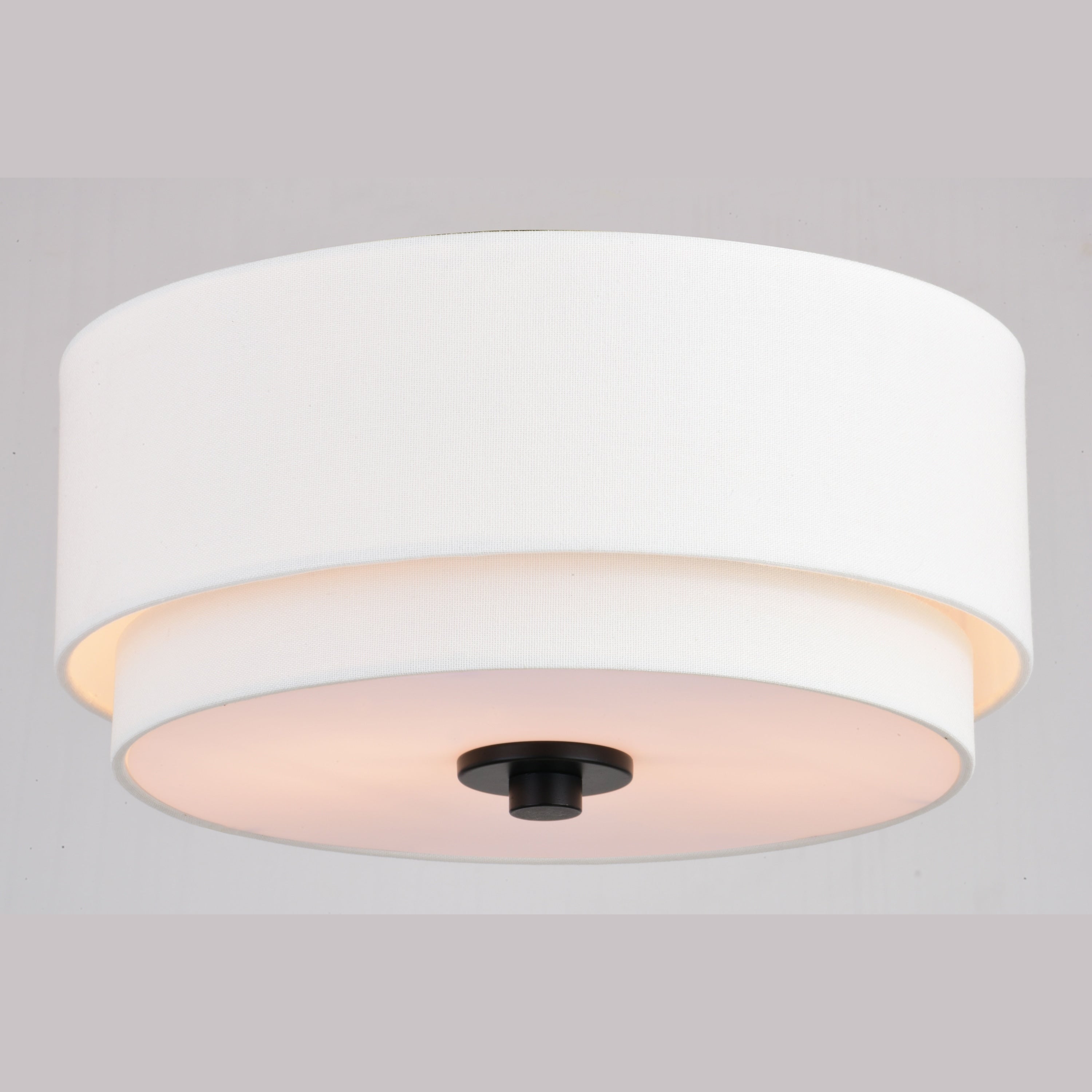 Plafonnier moderne du milieu du siècle de Burnaby avec abat-jour tambour en lin blanc