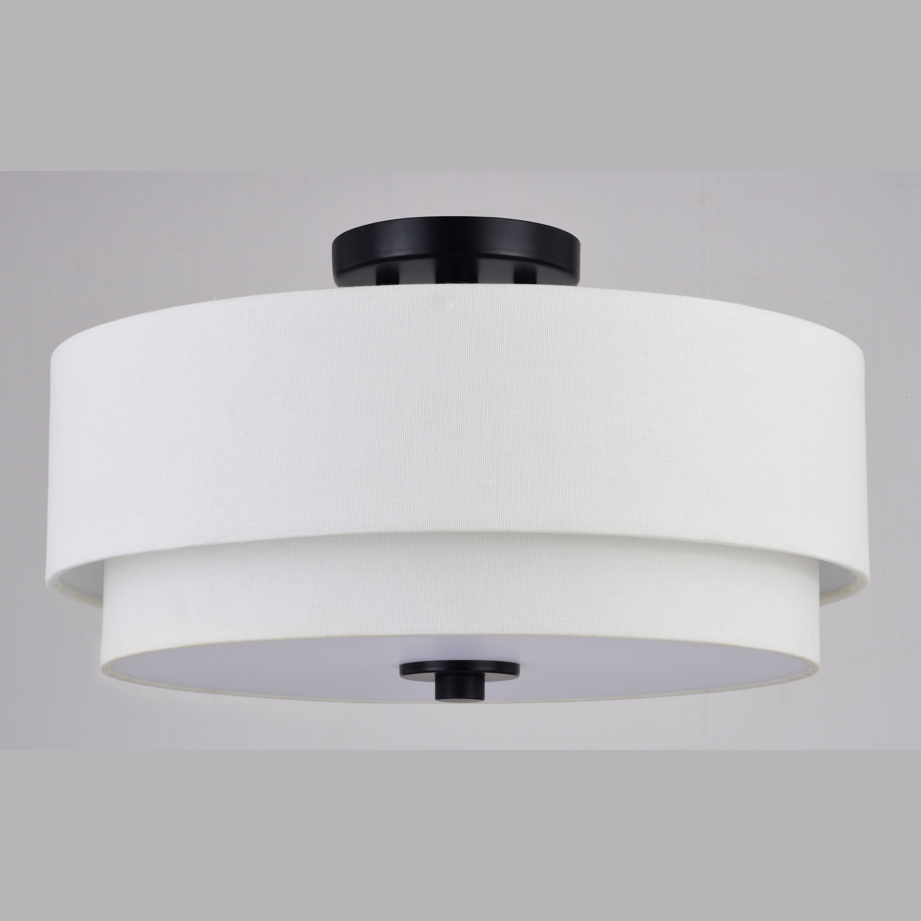 Plafonnier moderne du milieu du siècle de Burnaby avec abat-jour tambour en lin blanc