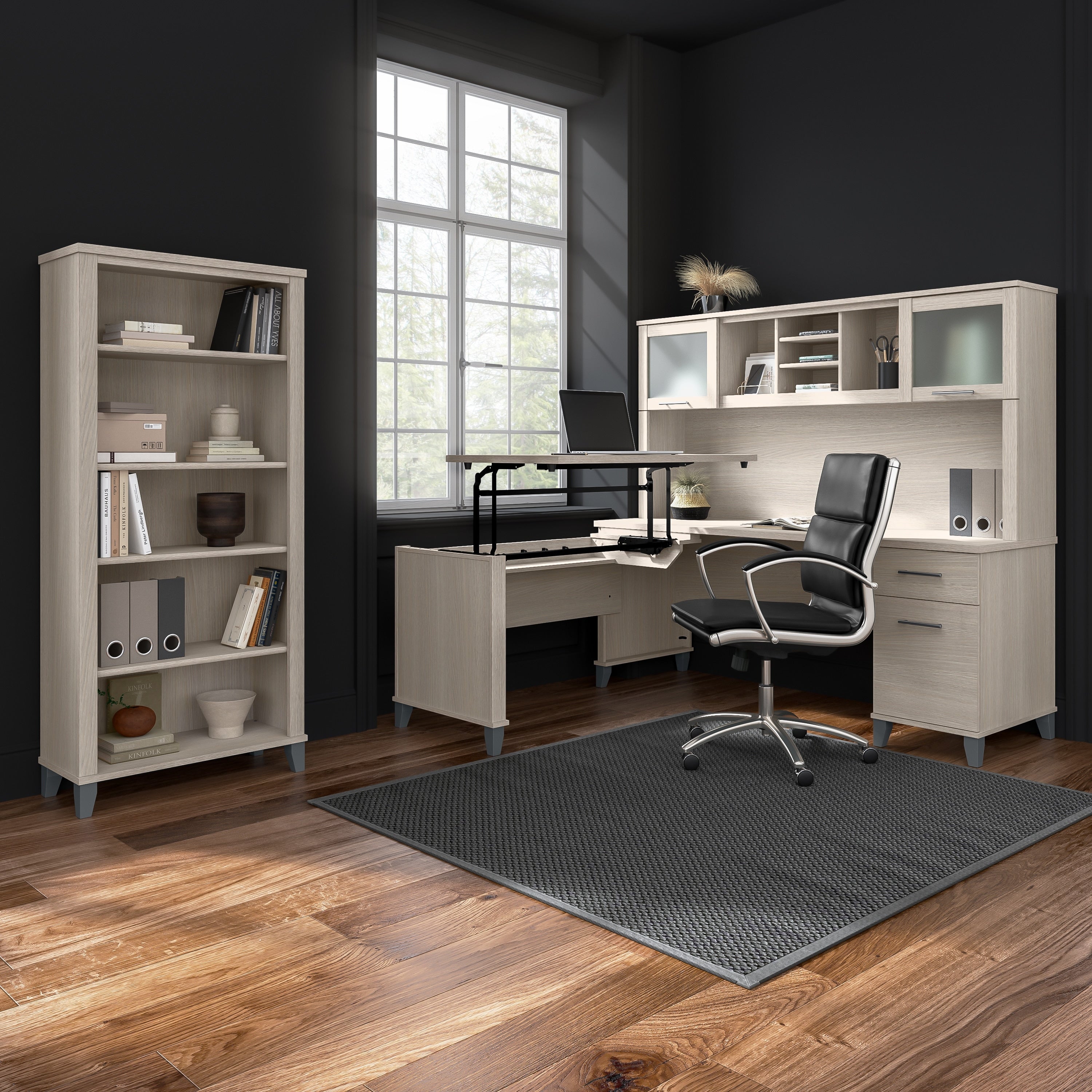 Bibliothèque haute à 5 étagères Bush Furniture Somerset avec tablettes réglables