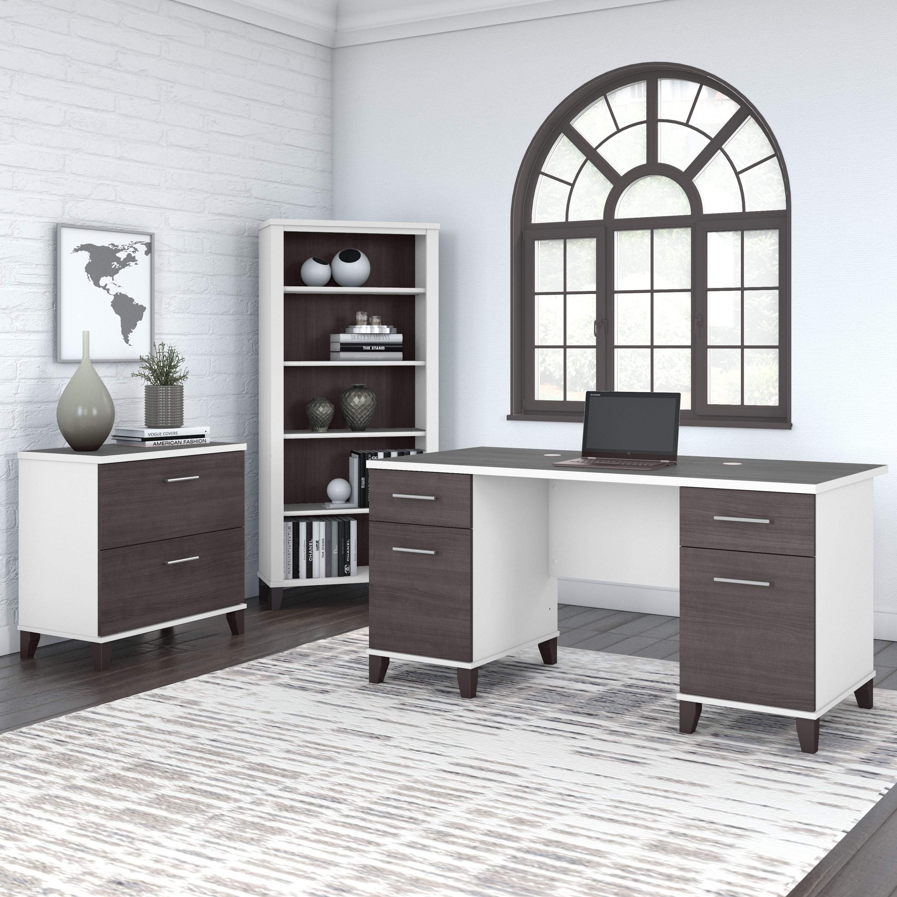 Bibliothèque haute à 5 étagères Bush Furniture Somerset avec tablettes réglables