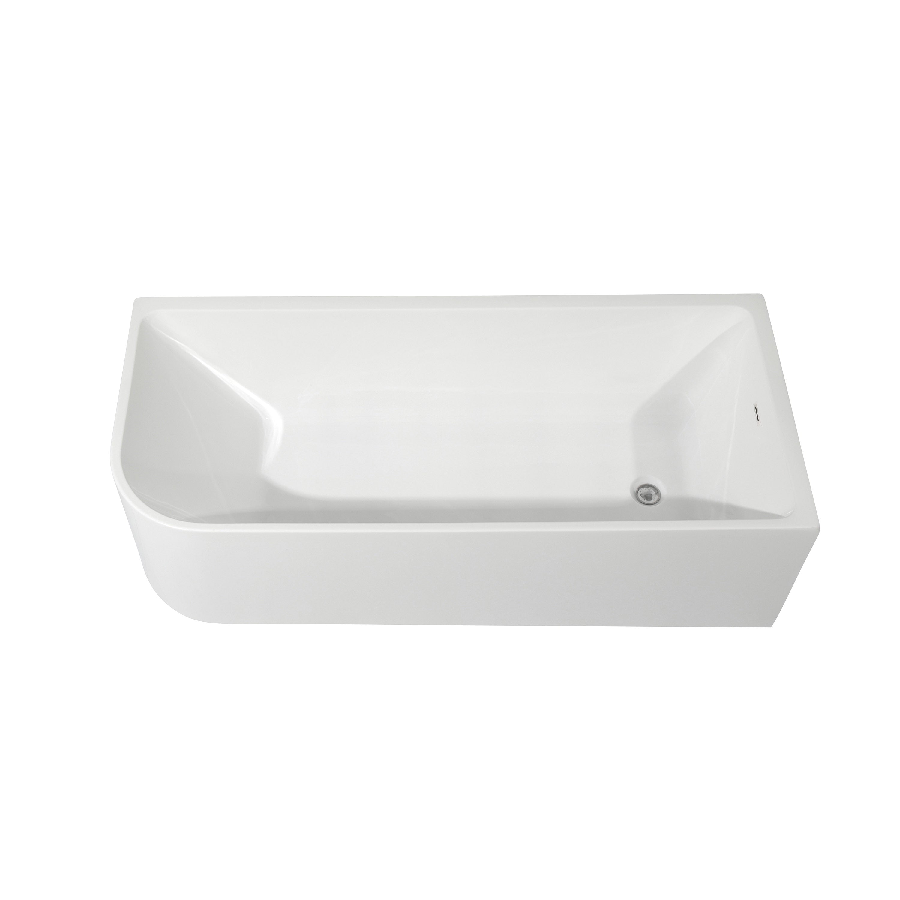 Baignoires autoportantes en acrylique CB HOME 59''/67'', baignoires simples contre le mur, trop-plein gauche/droite