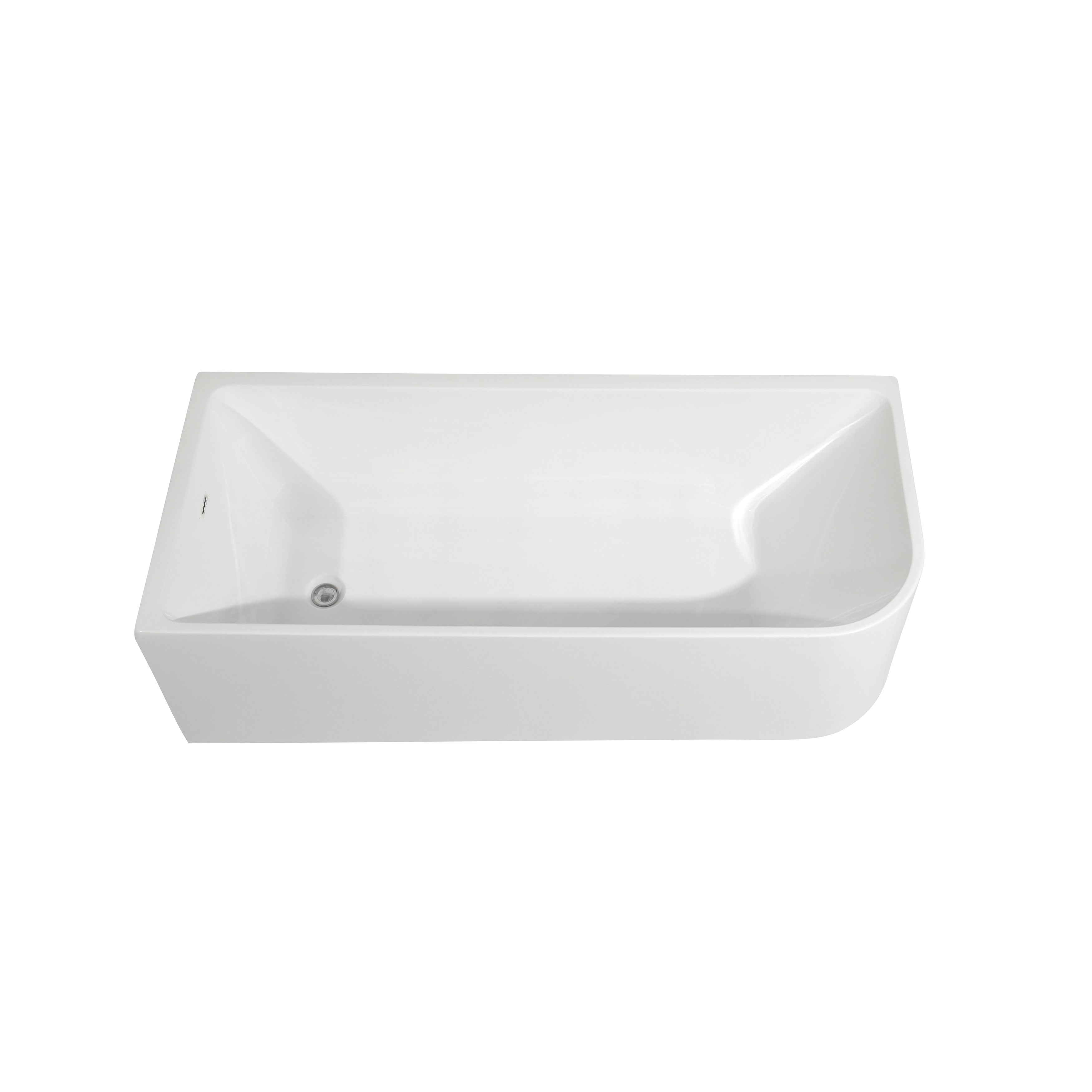 Baignoires autoportantes en acrylique CB HOME 59''/67'', baignoires simples contre le mur, trop-plein gauche/droite
