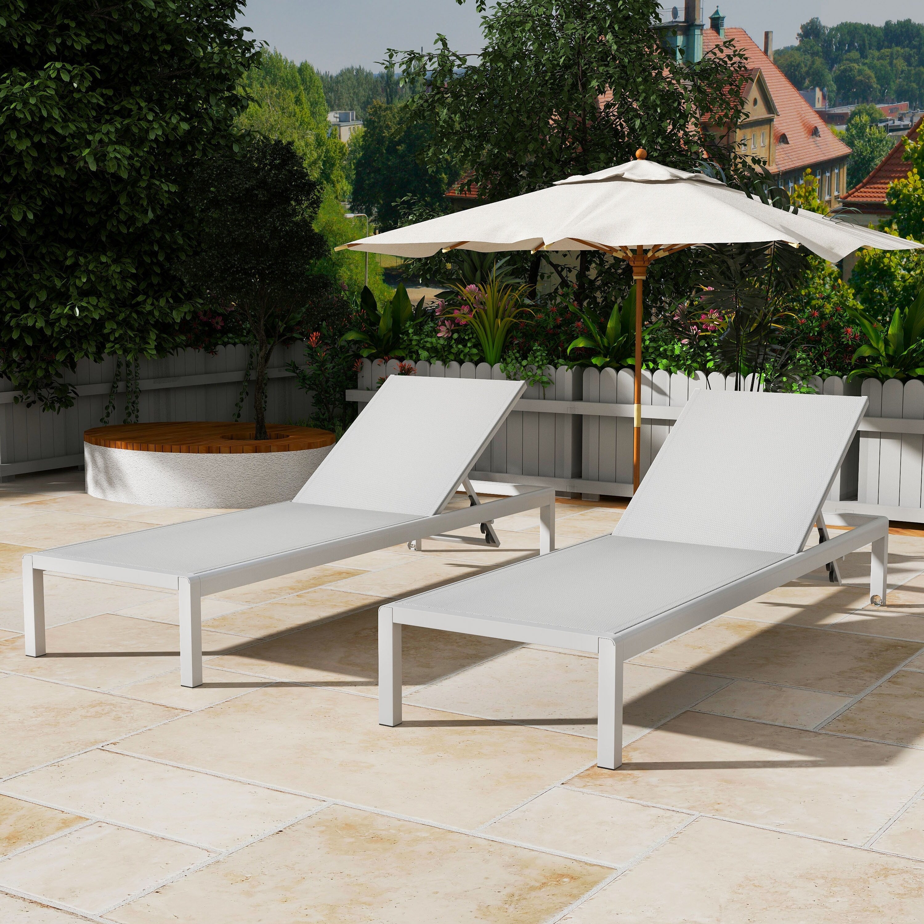 Chaise longue d'extérieur en aluminium Cape Coral (lot de 2) par Christopher Knight Home - 77,56 po x 25,20 po x 11,80 po