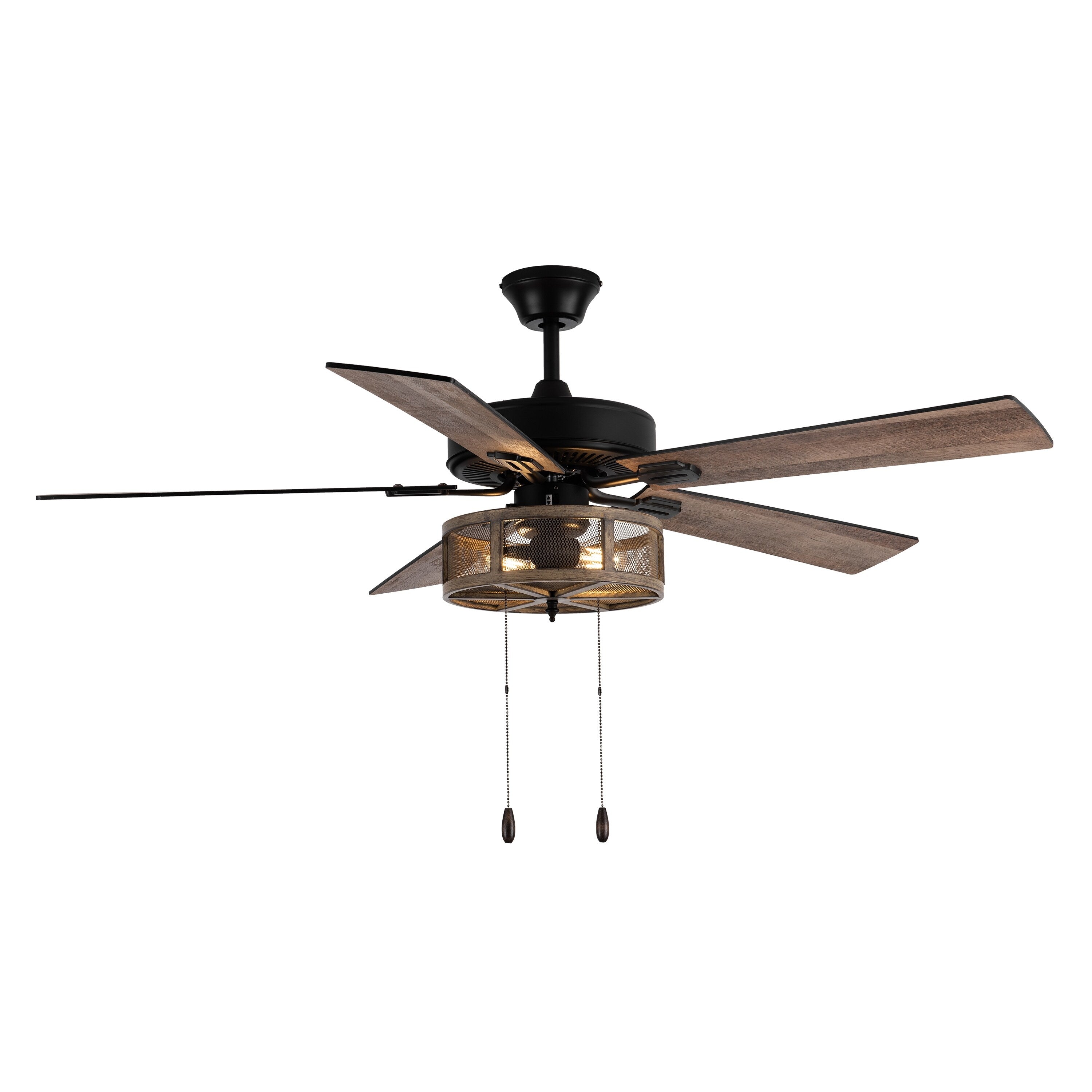 Ventilateur de plafond LED de style ferme en métal brossé Carbon Loft 52