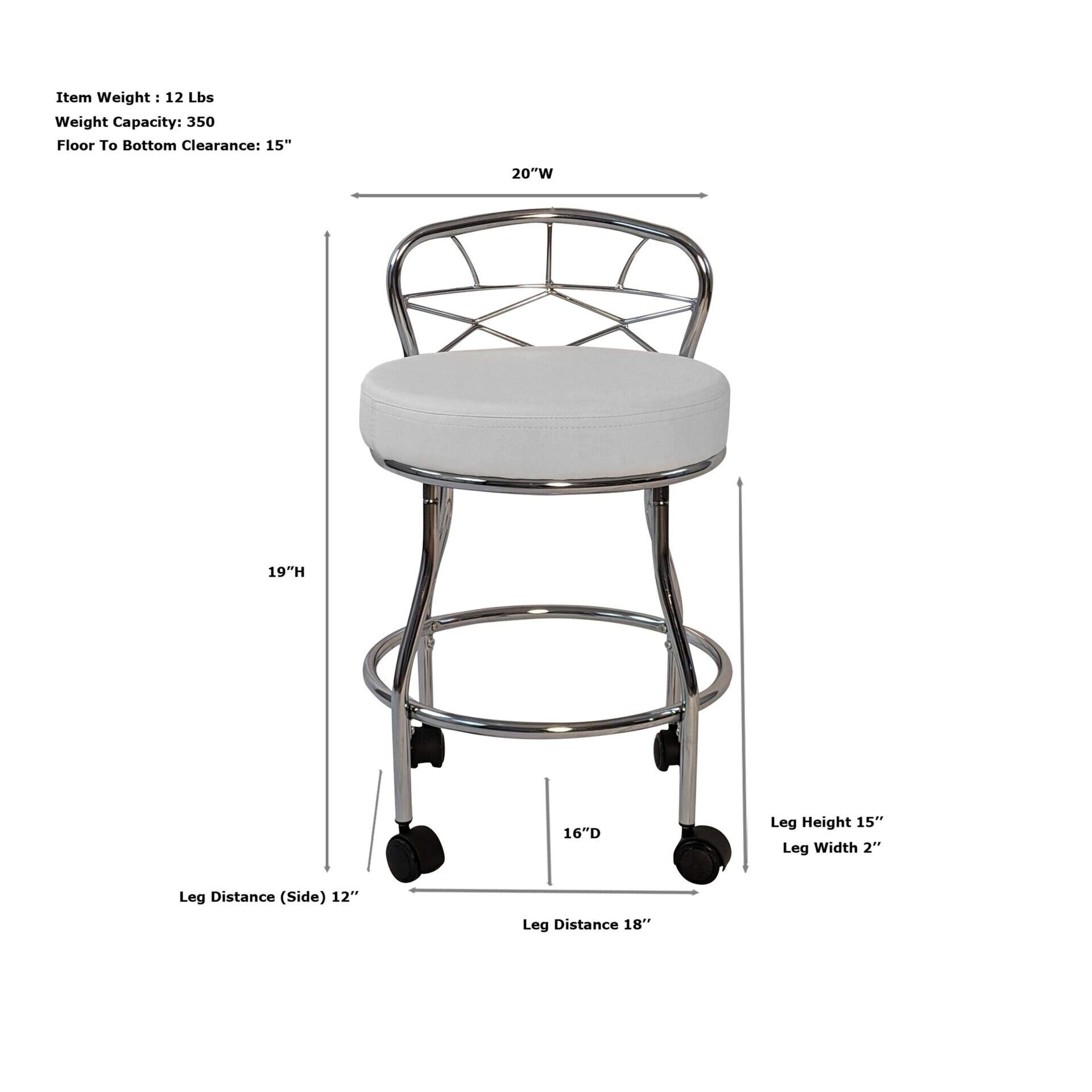 Tabouret de coiffeuse Carolina Living Diana à dossier en X avec roulettes