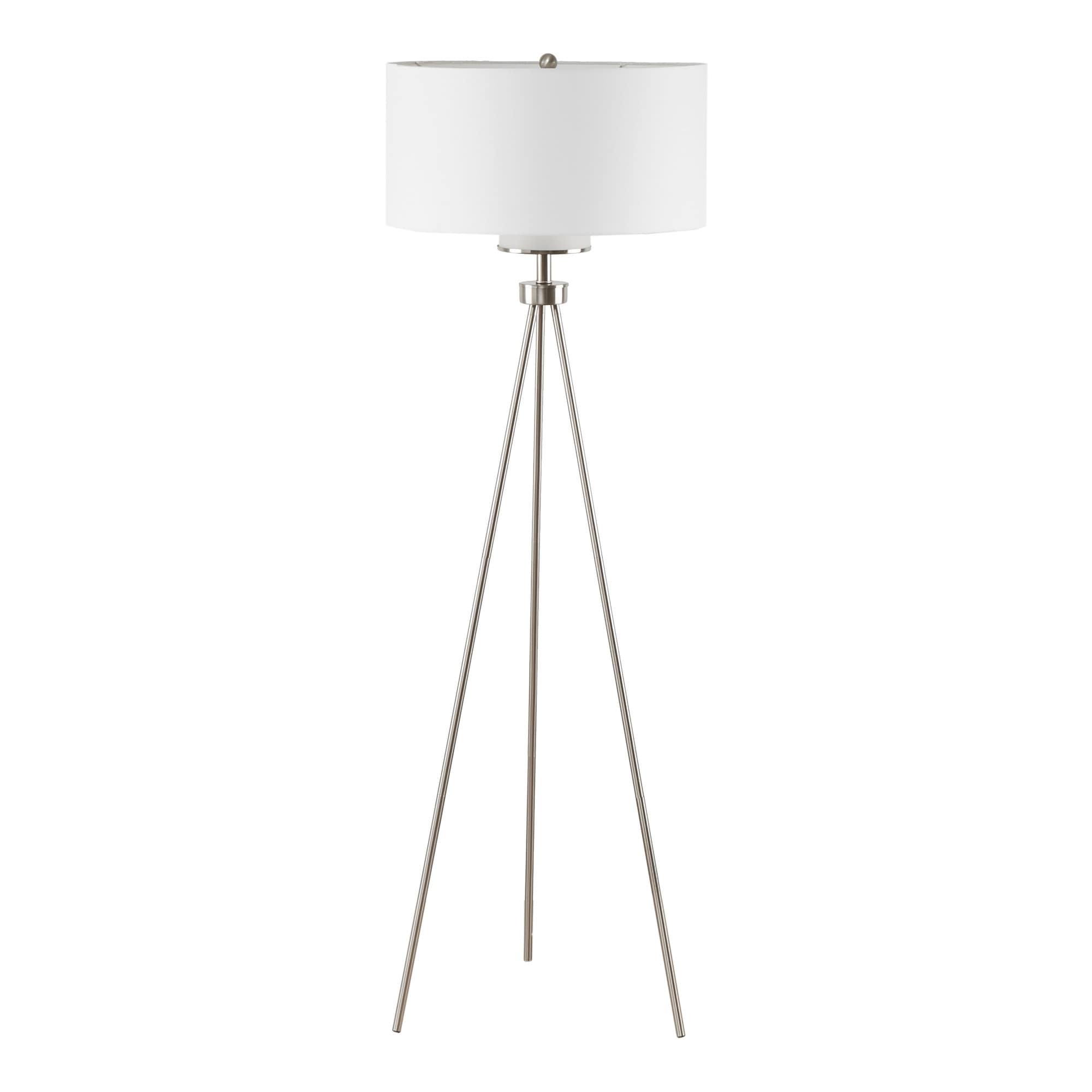 Lampadaire trépied en métal INK+IVY Pacific avec abat-jour en verre