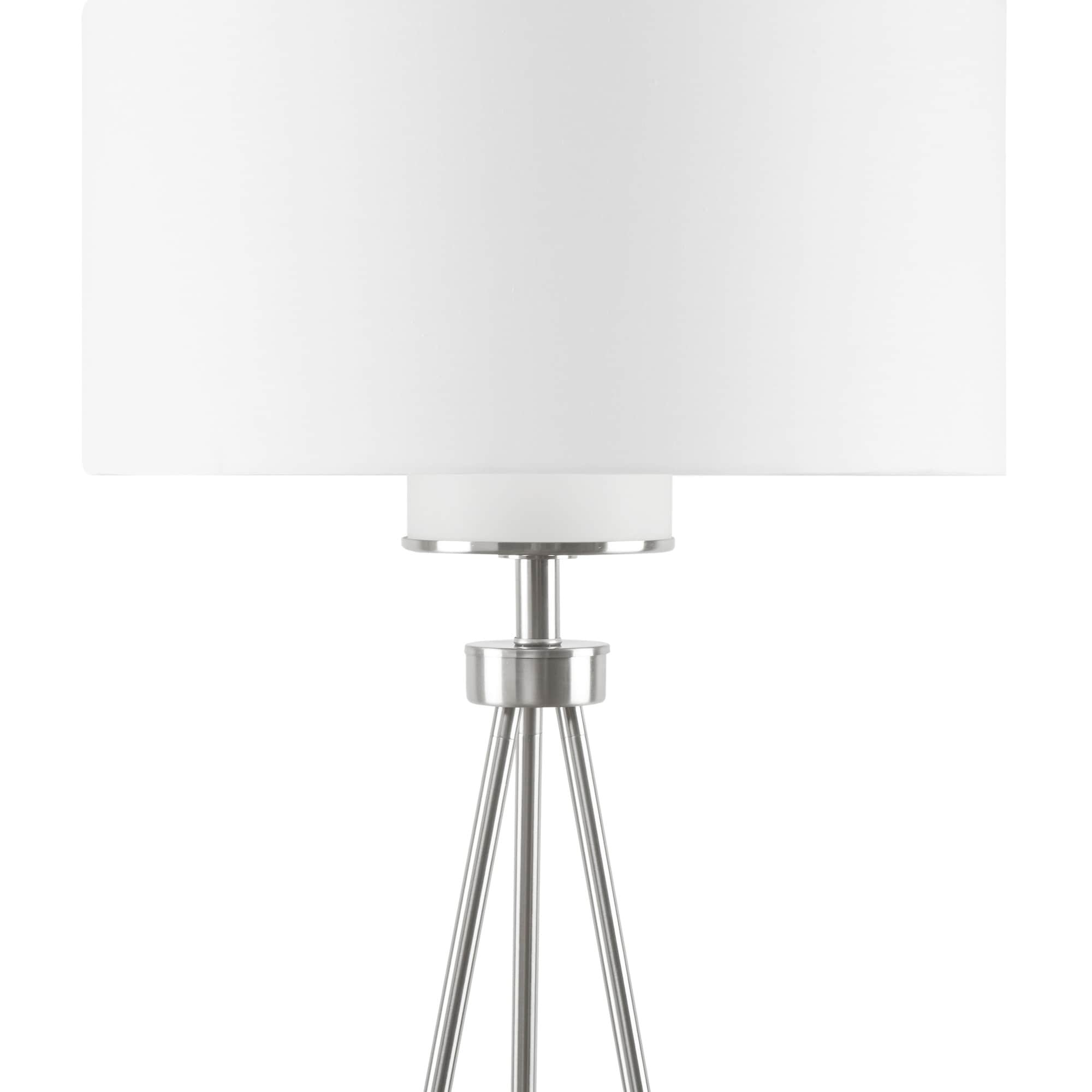 Lampadaire trépied en métal INK+IVY Pacific avec abat-jour en verre