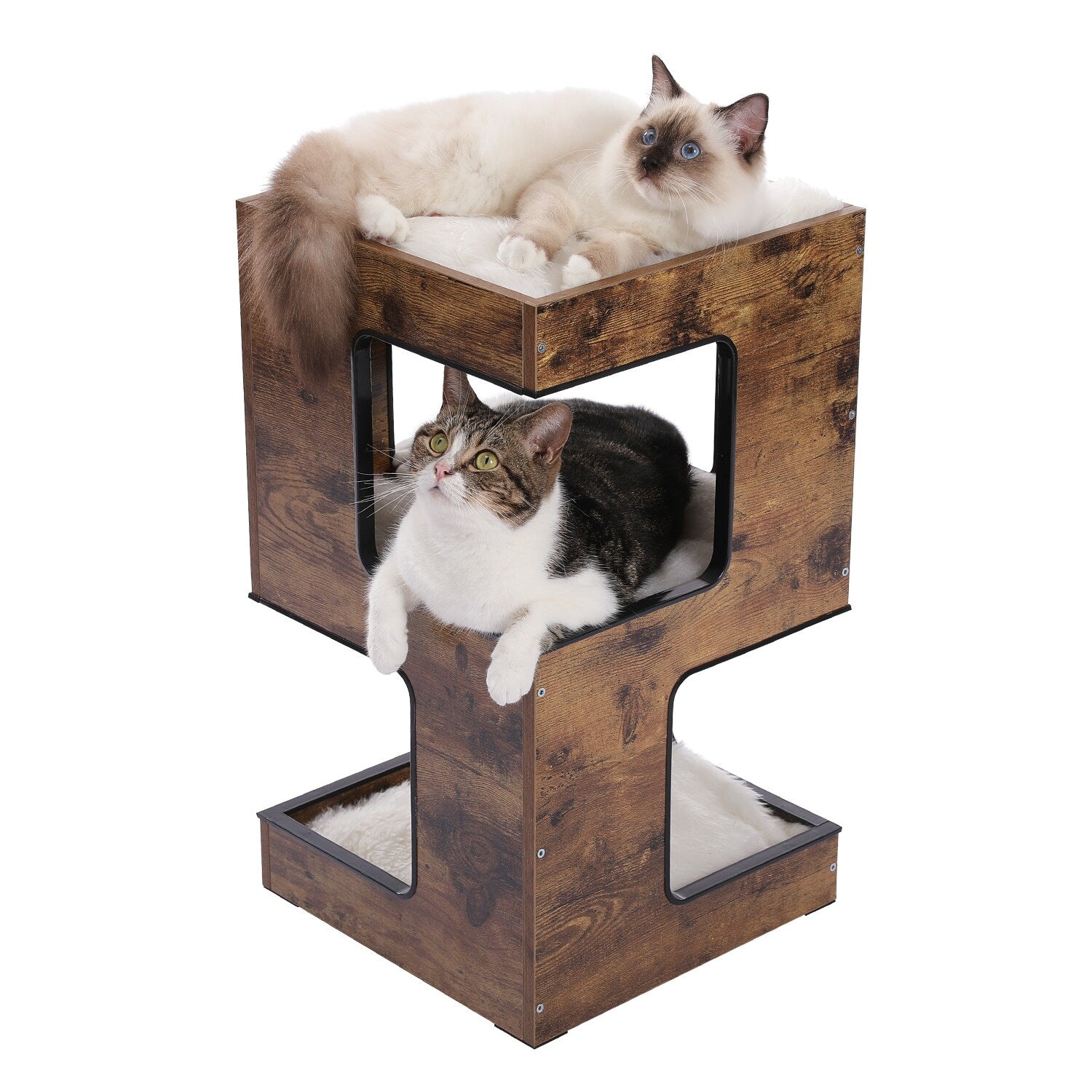 Niche pour chat, lit pour chat, arbre à chat avec griffoir et tapis amovibles