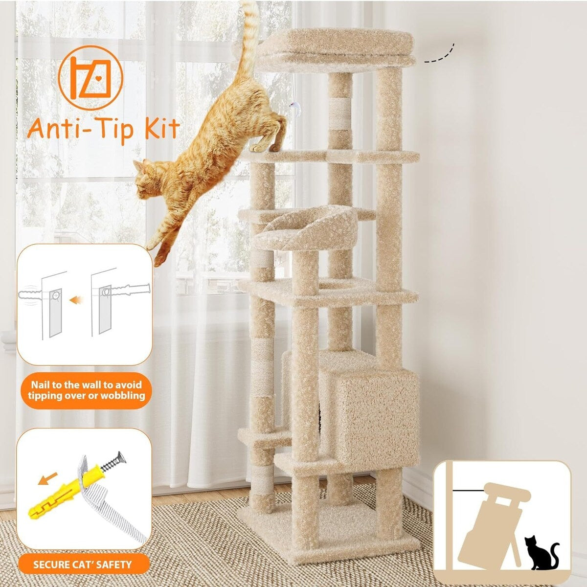 Arbre à chat, tour à chat à plusieurs niveaux avec griffoir