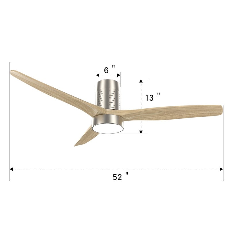 Ventilateur de plafond encastré de style campagnard de 52 pouces avec éclairage et télécommande, moteur CC réversible