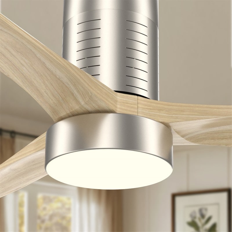 Ventilateur de plafond encastré de style campagnard de 52 pouces avec éclairage et télécommande, moteur CC réversible
