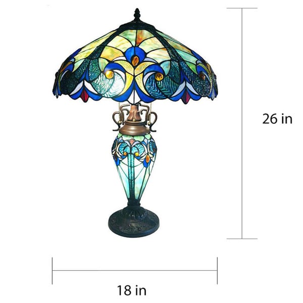 Lampe de table Chloe de style Tiffany à double éclairage, 2 et 1 lumière