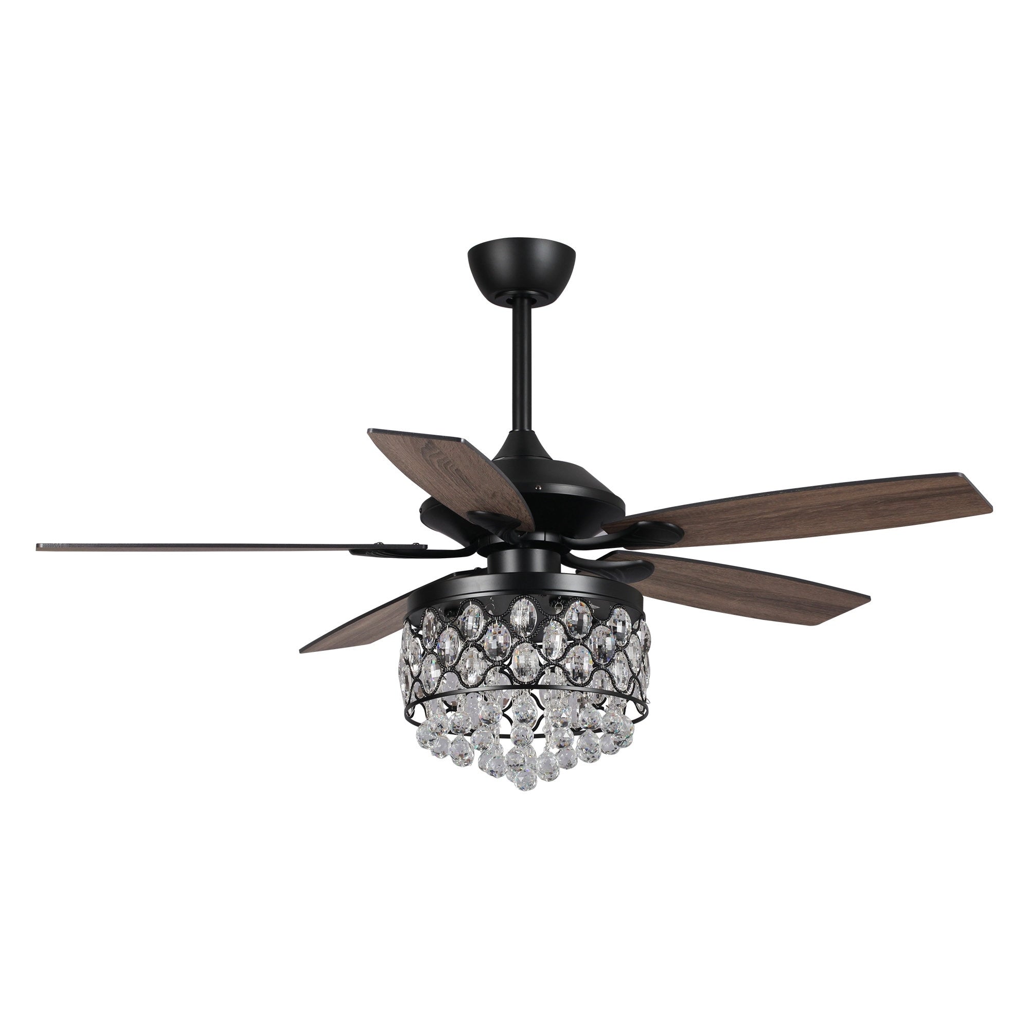 Lustre/ventilateur de plafond à 4 lumières en chrome/cristal avec télécommande