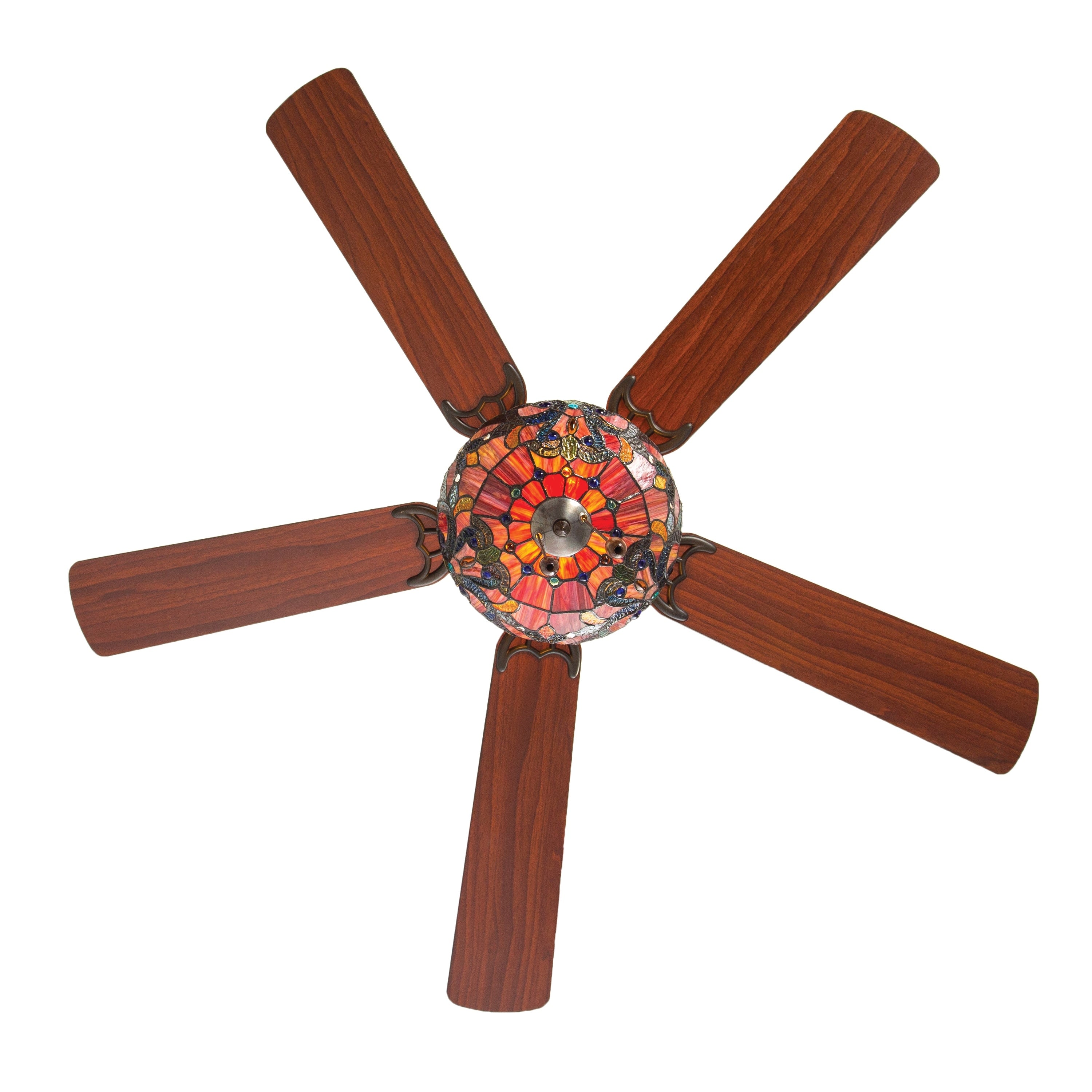 Ventilateur de plafond Magna Carta de style Tiffany Copper Grove Guasipati de 52 pouces - 52L x 52W x 16,5